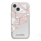 Geometric Pink Marble with Name iPhone 13 Mini TPU Impact Case with White Edges
