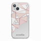 Geometric Pink Marble with Name iPhone 13 TPU Impact Case with White Edges
