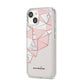 Geometric Pink Marble with Name iPhone 14 Clear Tough Case Starlight Angled Image