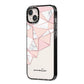 Geometric Pink Marble with Name iPhone 14 Plus Black Impact Case Side Angle on Silver phone