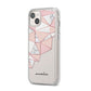Geometric Pink Marble with Name iPhone 14 Plus Clear Tough Case Starlight Angled Image