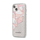 Geometric Pink Marble with Name iPhone 14 Plus Glitter Tough Case Starlight Angled Image