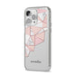 Geometric Pink Marble with Name iPhone 14 Pro Max Clear Tough Case Silver Angled Image
