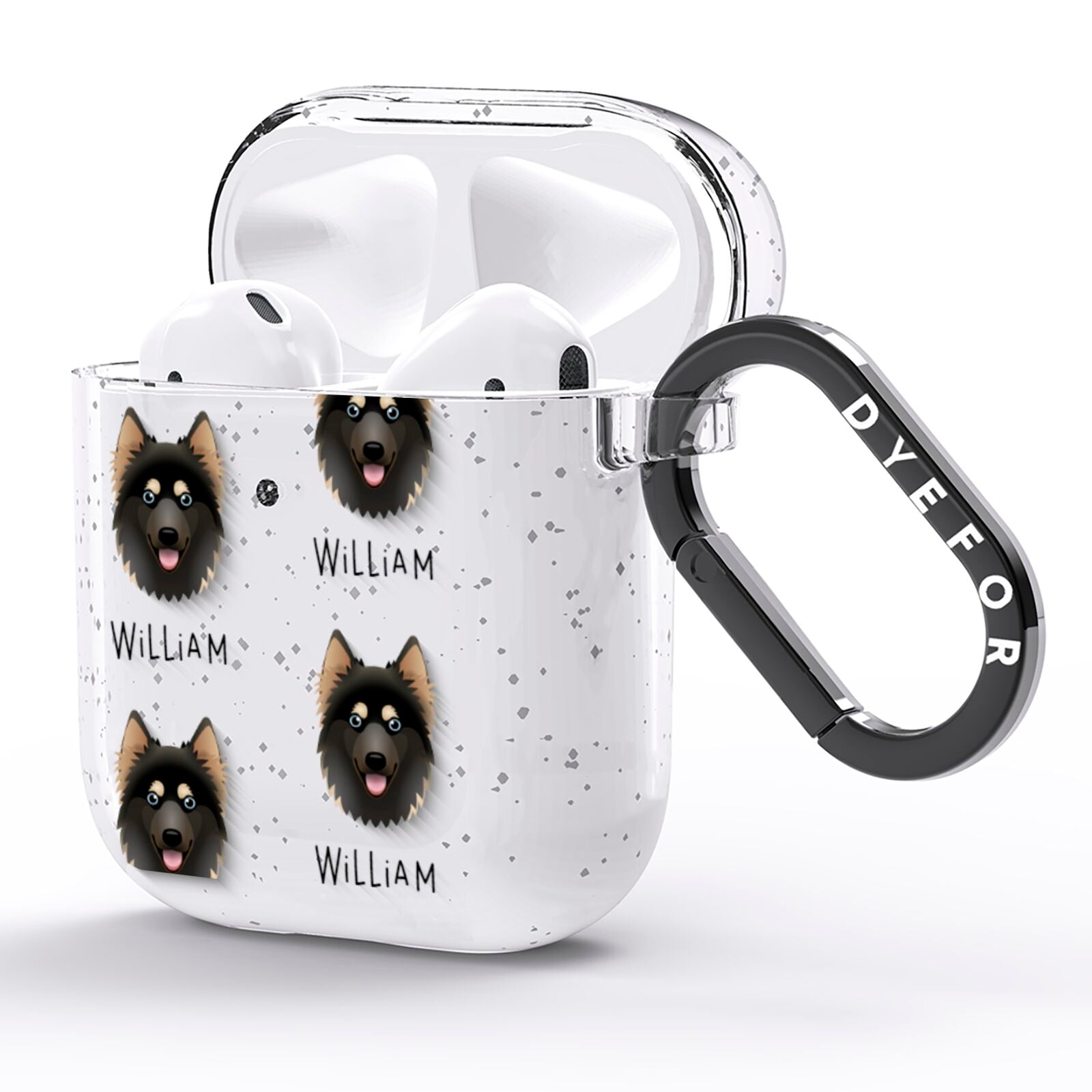 Gerberian Shepsky Icon with Name AirPods Glitter Case Side Image