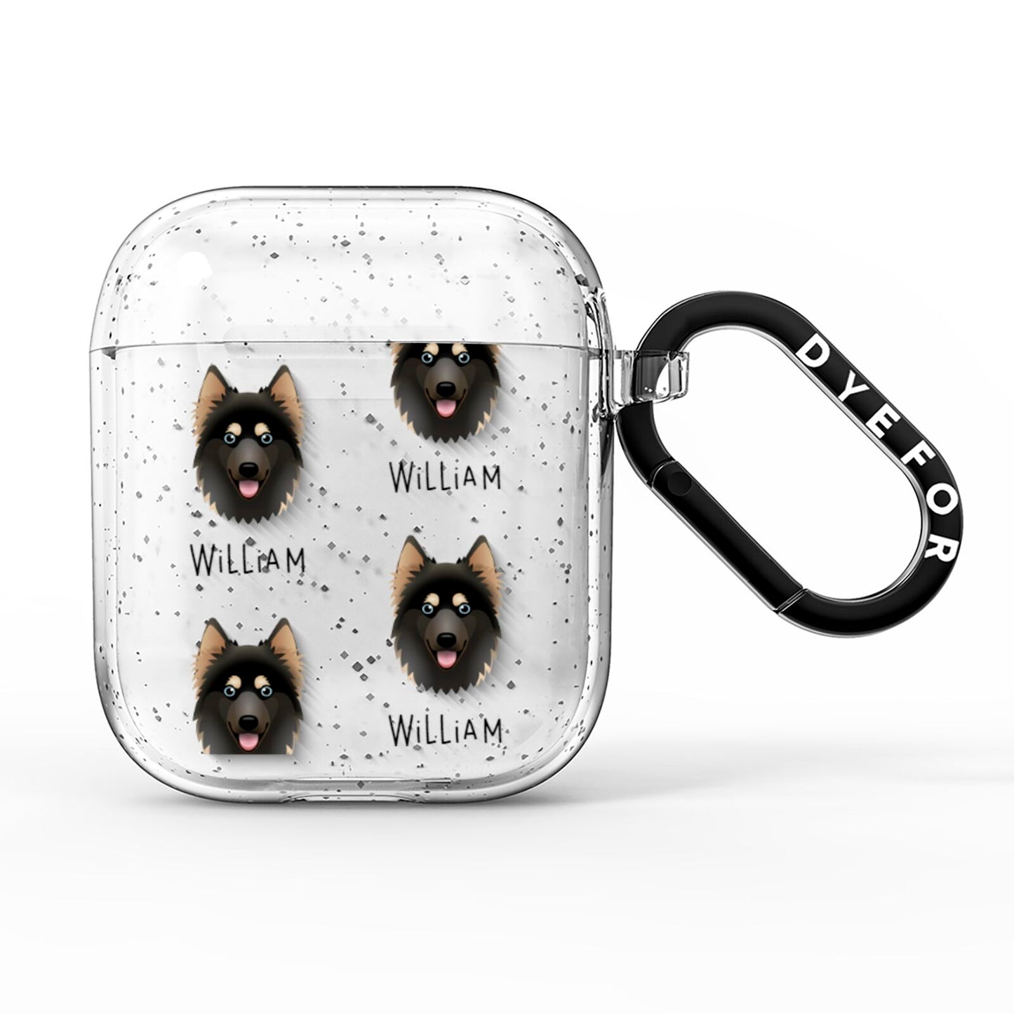 Gerberian Shepsky Icon with Name AirPods Glitter Case