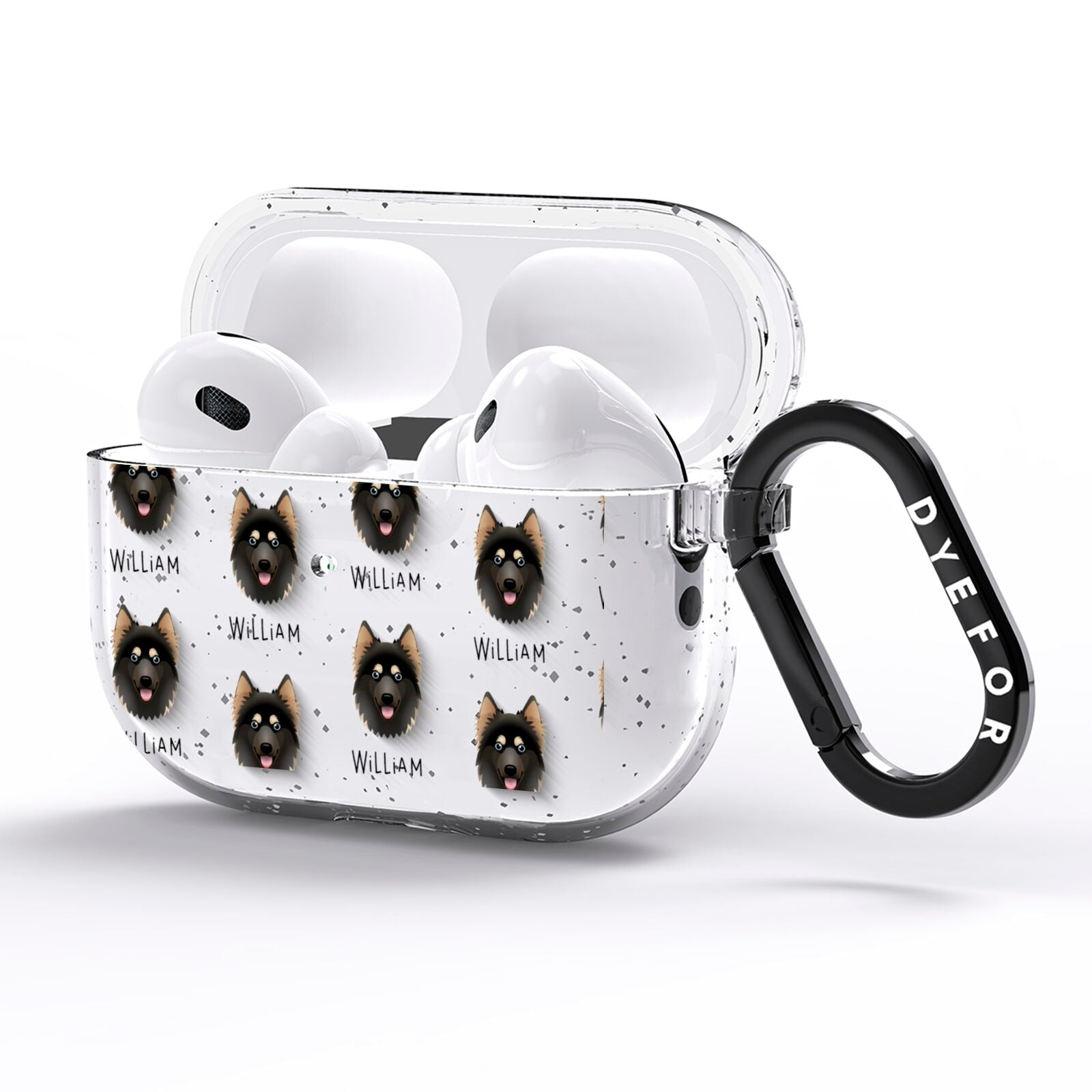 Gerberian Shepsky Icon with Name AirPods Pro Glitter Case Side Image