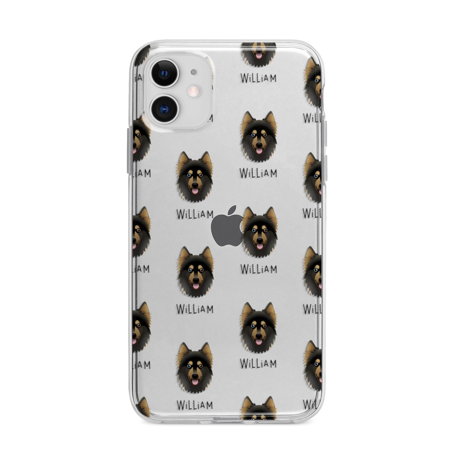 Gerberian Shepsky Icon with Name Apple iPhone 11 in White with Bumper Case