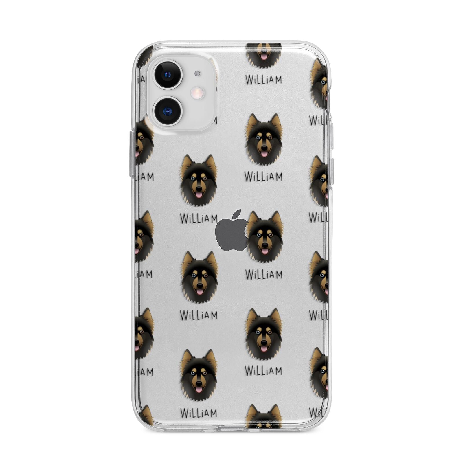 Gerberian Shepsky Icon with Name Apple iPhone 11 in White with Bumper Case