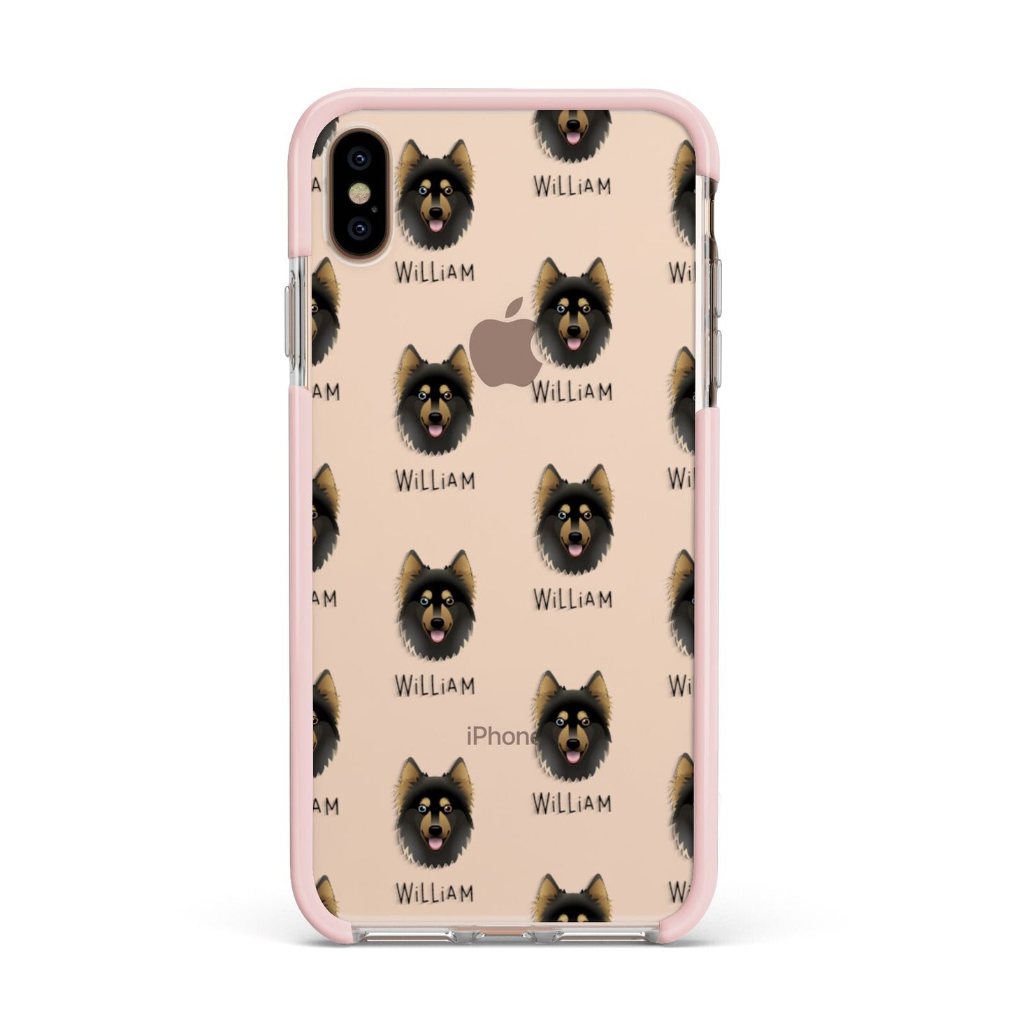 Gerberian Shepsky Icon with Name Apple iPhone Xs Max Impact Case Pink Edge on Gold Phone