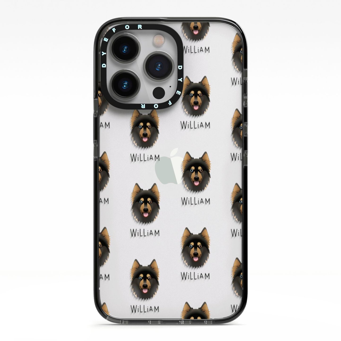 Gerberian Shepsky Icon with Name iPhone 13 Pro Black Impact Case on Silver phone