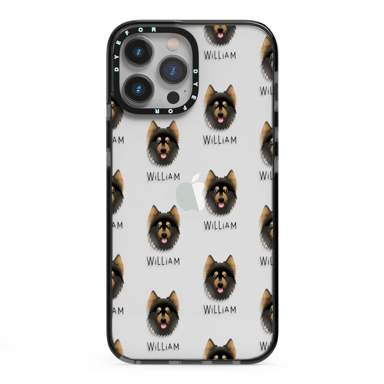 Gerberian Shepsky Icon with Name iPhone 13 Pro Max Black Impact Case on Silver phone