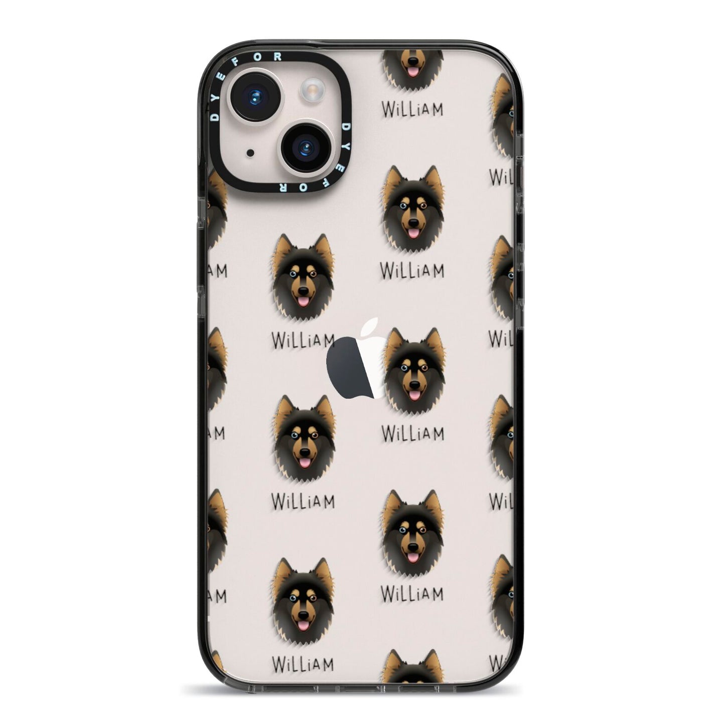 Gerberian Shepsky Icon with Name iPhone 14 Plus Black Impact Case on Silver phone