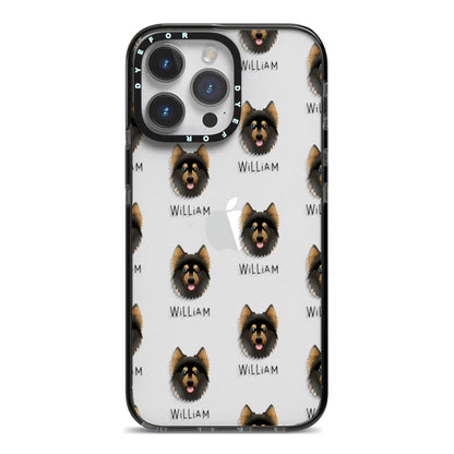 Gerberian Shepsky Icon with Name iPhone 14 Pro Max Black Impact Case on Silver phone