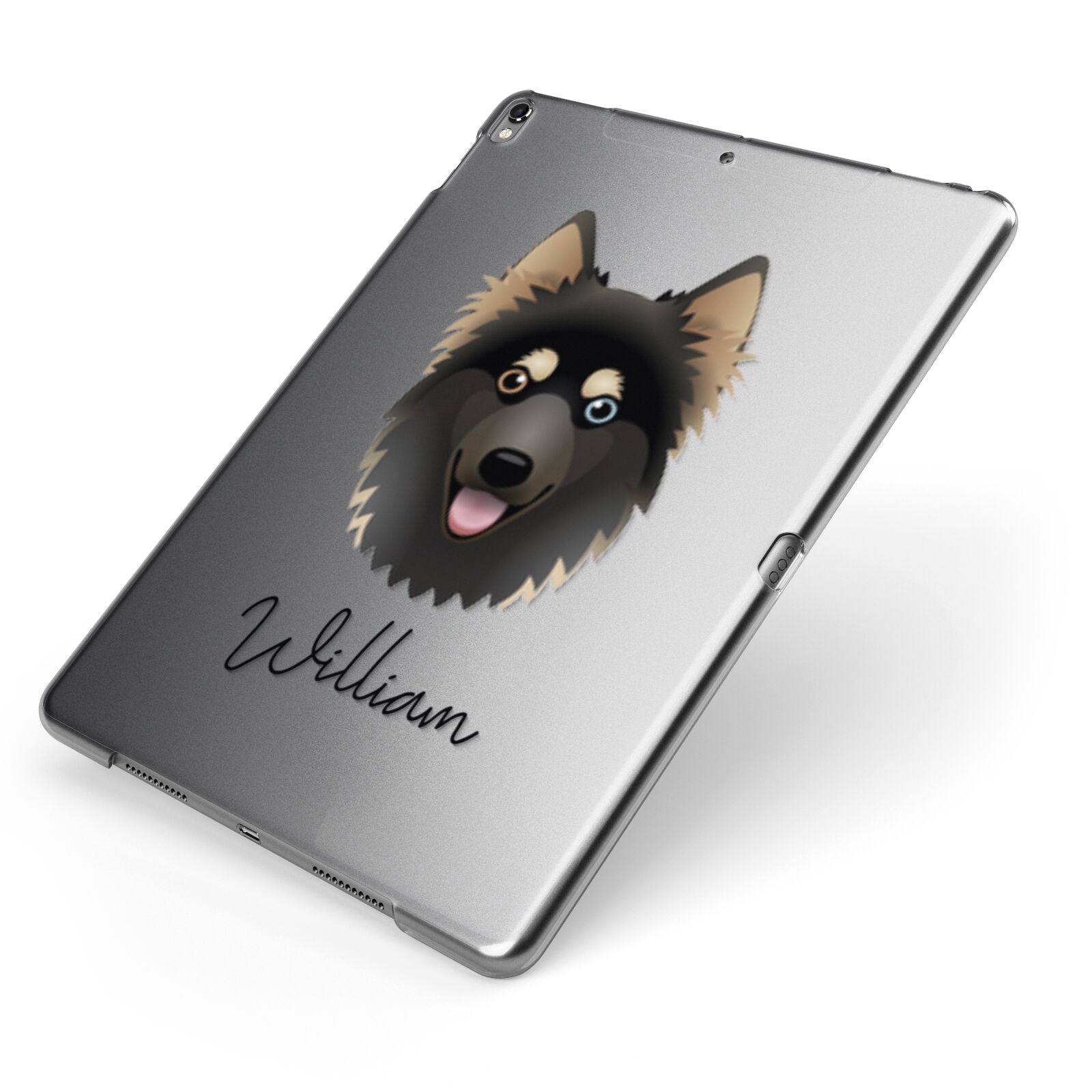 Gerberian Shepsky Personalised Apple iPad Case on Grey iPad Side View