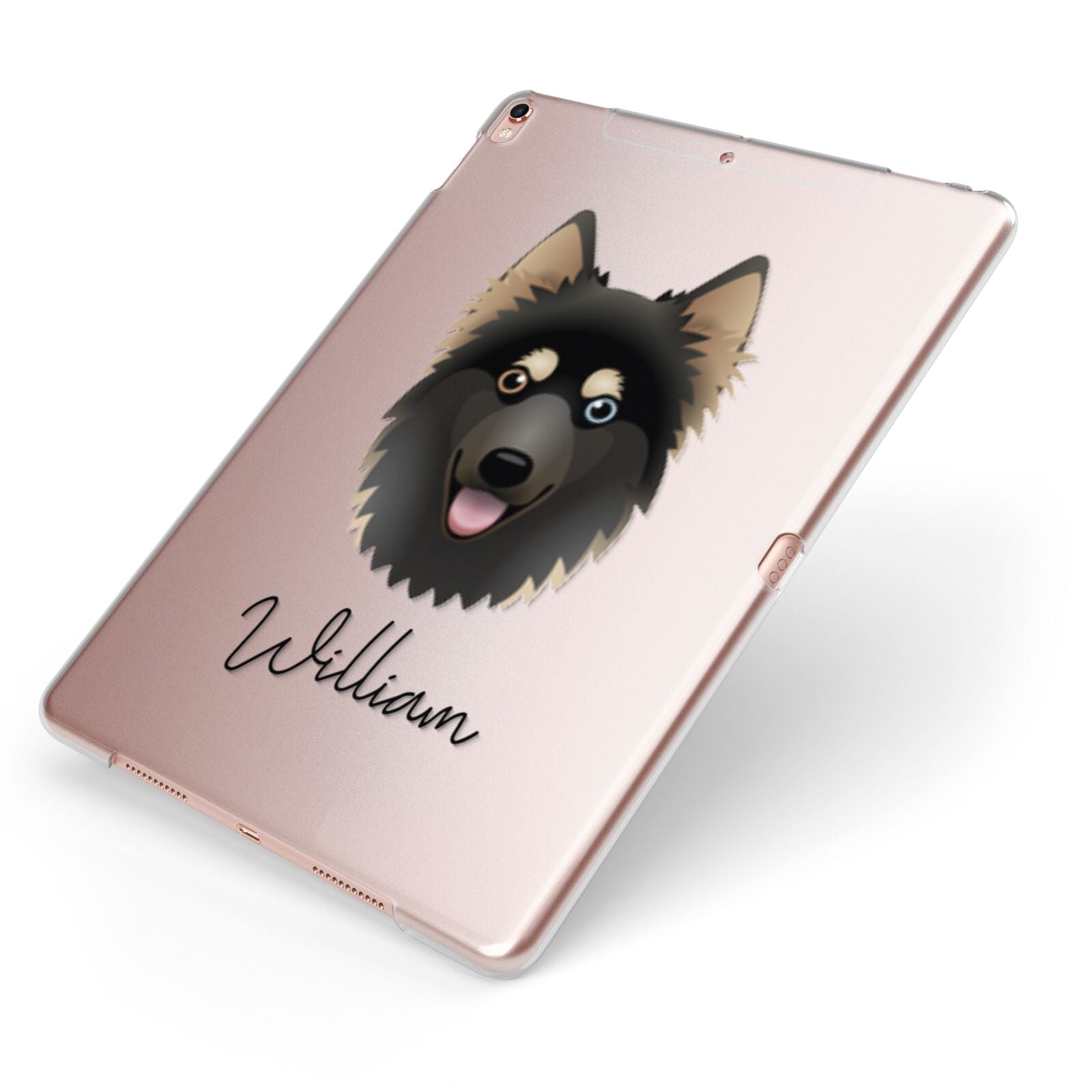 Gerberian Shepsky Personalised Apple iPad Case on Rose Gold iPad Side View