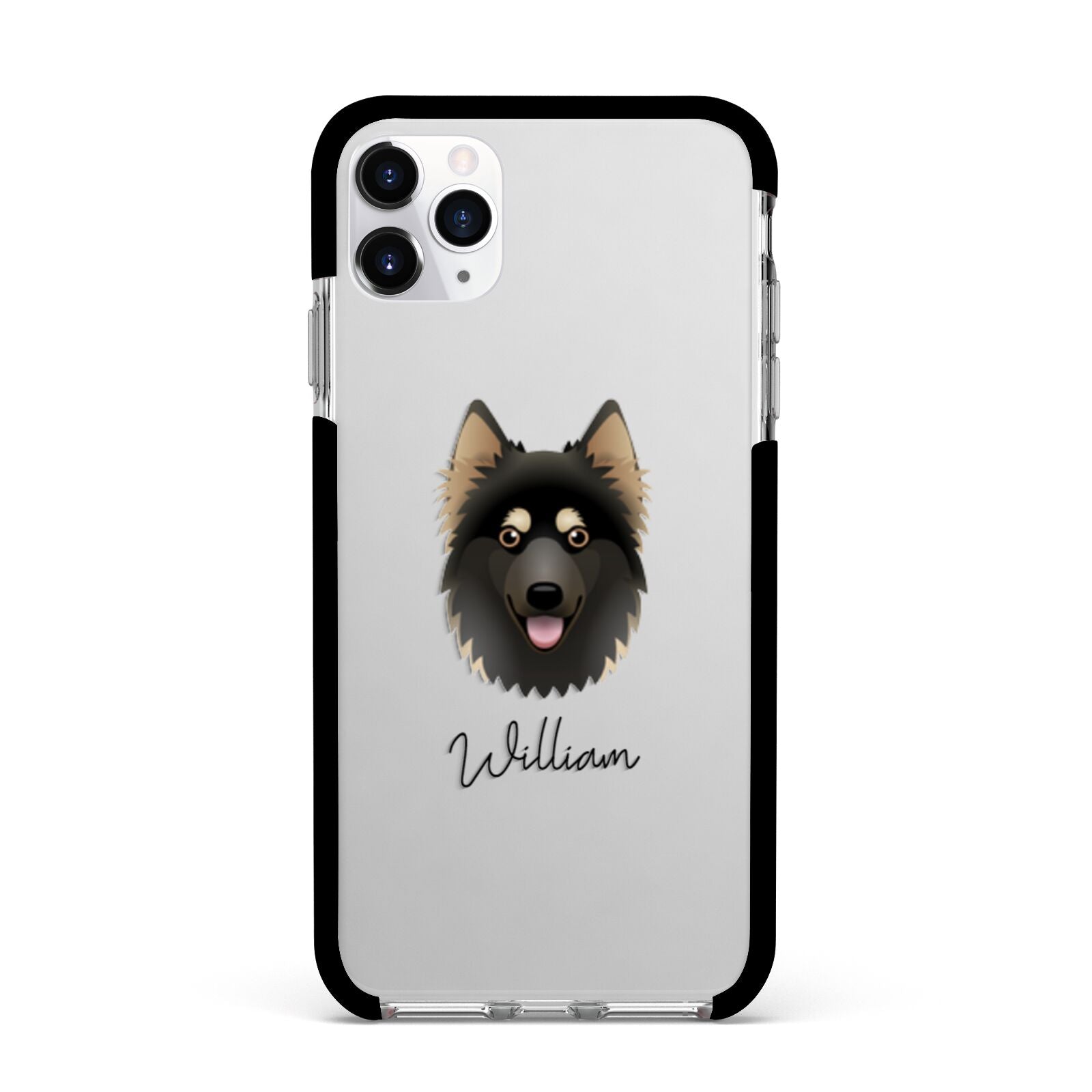 Gerberian Shepsky Personalised Apple iPhone 11 Pro Max in Silver with Black Impact Case