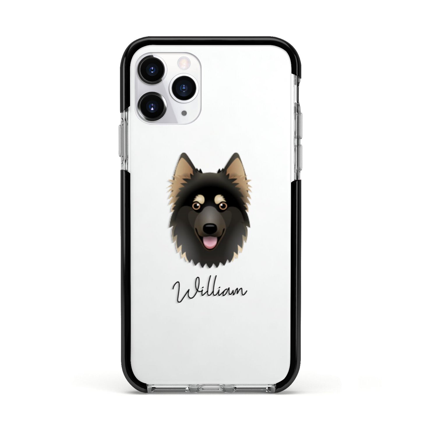 Gerberian Shepsky Personalised Apple iPhone 11 Pro in Silver with Black Impact Case