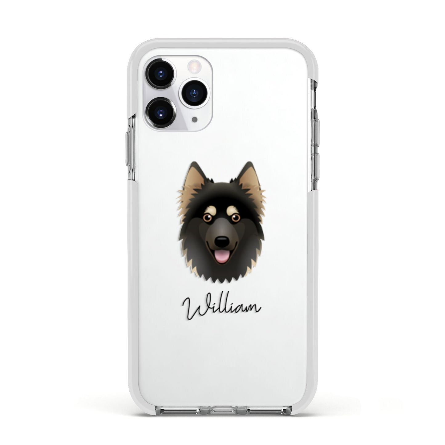 Gerberian Shepsky Personalised Apple iPhone 11 Pro in Silver with White Impact Case