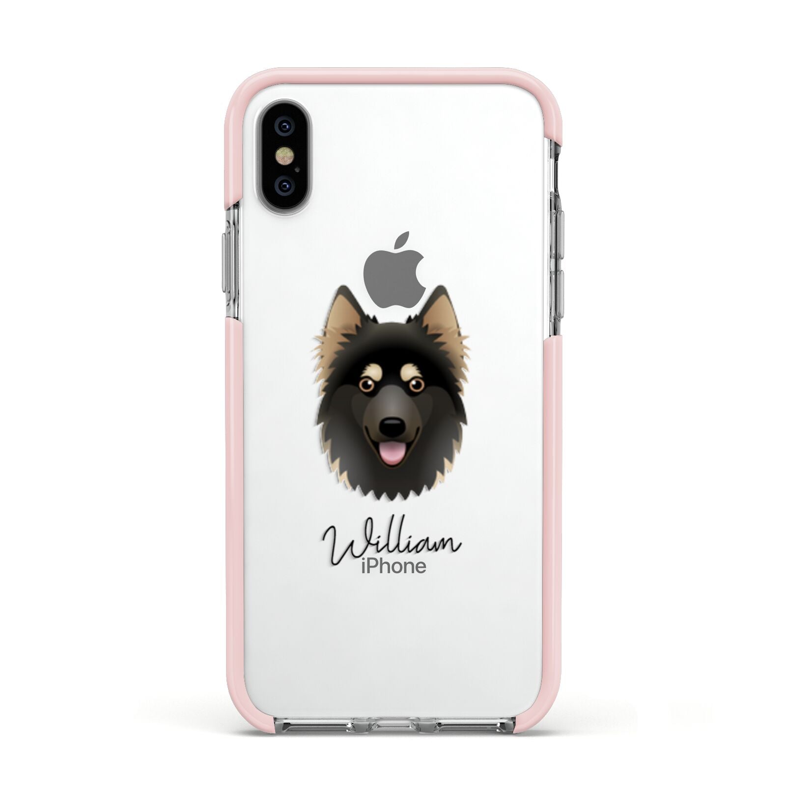 Gerberian Shepsky Personalised Apple iPhone Xs Impact Case Pink Edge on Silver Phone
