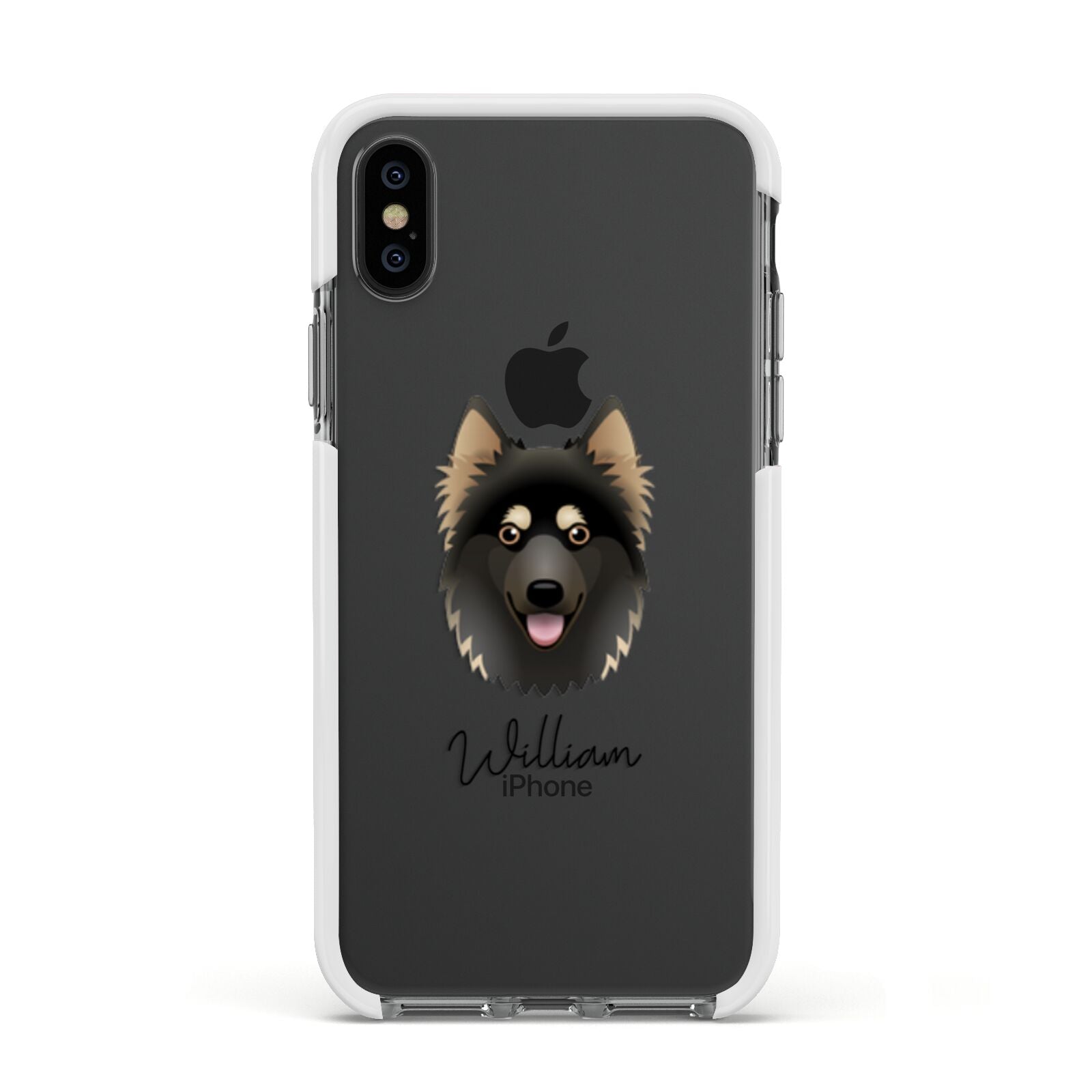 Gerberian Shepsky Personalised Apple iPhone Xs Impact Case White Edge on Black Phone