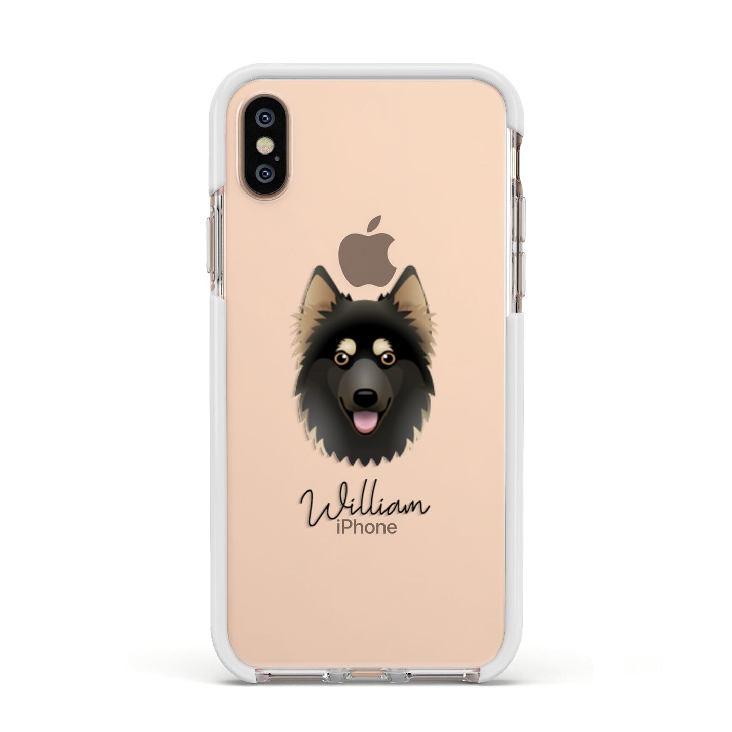 Gerberian Shepsky Personalised Apple iPhone Xs Impact Case White Edge on Gold Phone