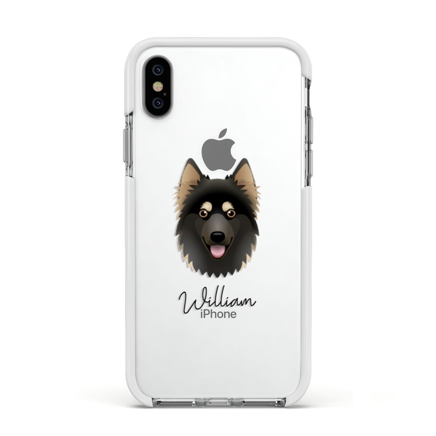 Gerberian Shepsky Personalised Apple iPhone Xs Impact Case White Edge on Silver Phone