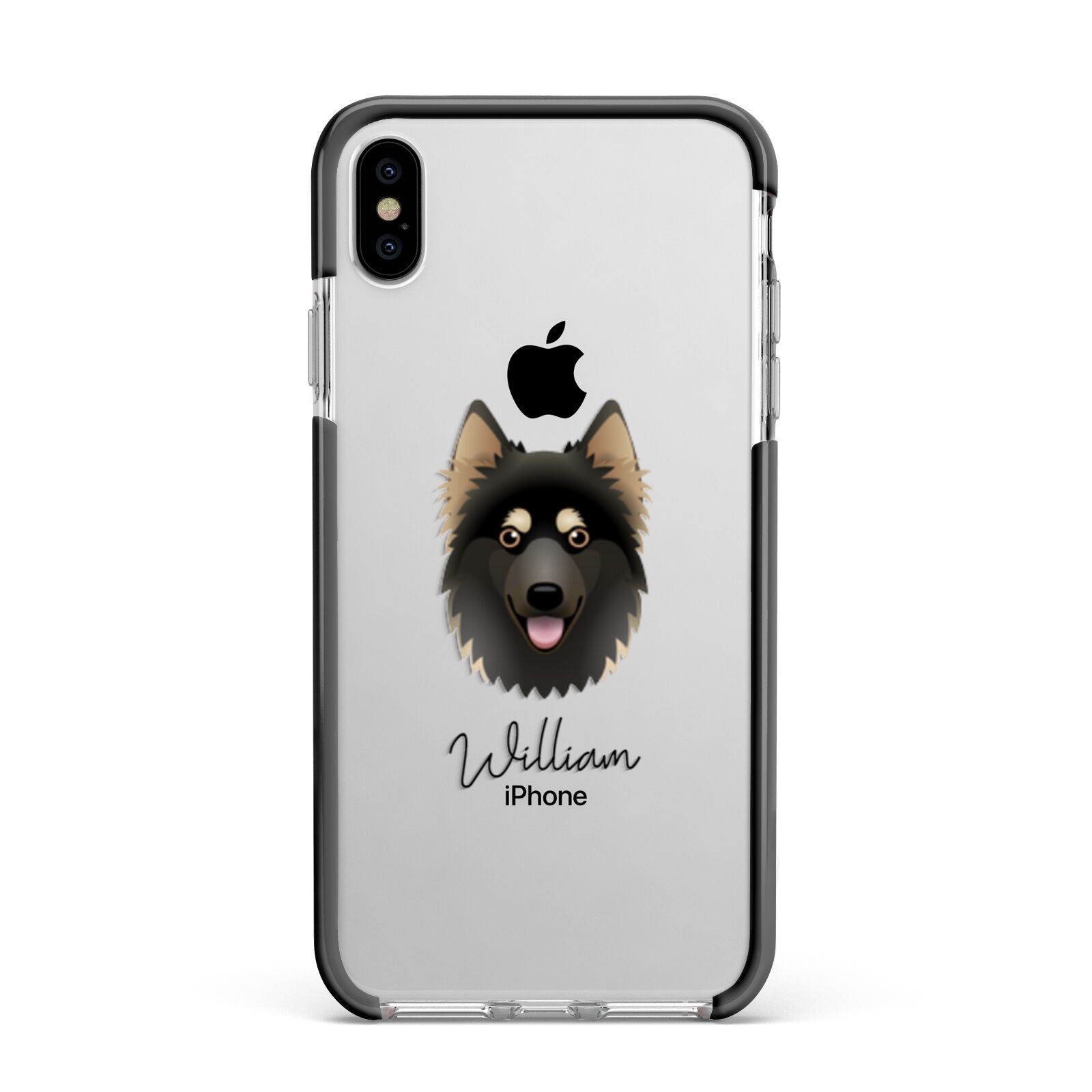 Gerberian Shepsky Personalised Apple iPhone Xs Max Impact Case Black Edge on Silver Phone