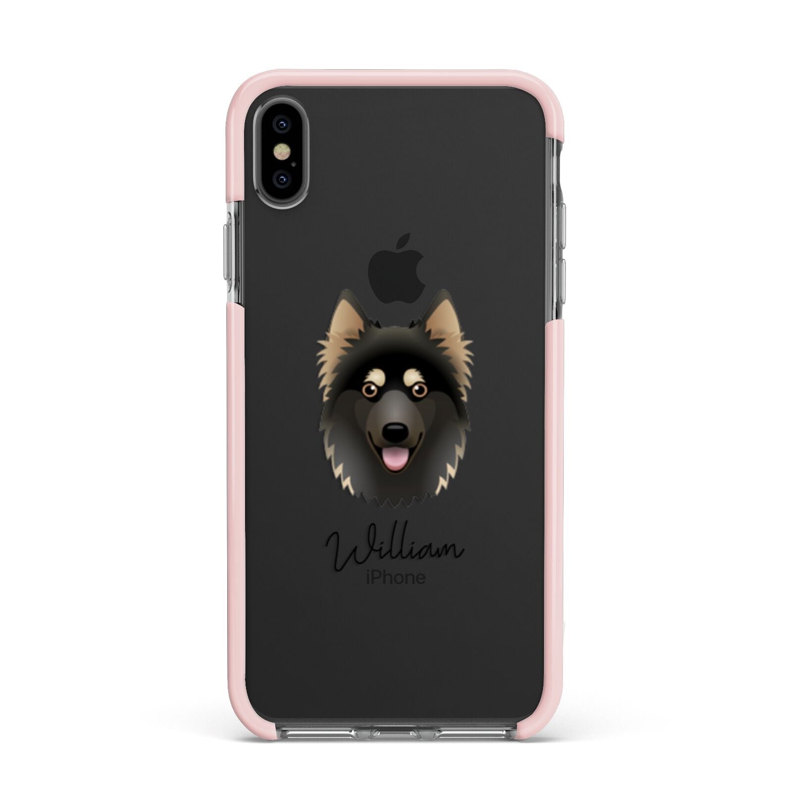 Gerberian Shepsky Personalised Apple iPhone Xs Max Impact Case Pink Edge on Black Phone