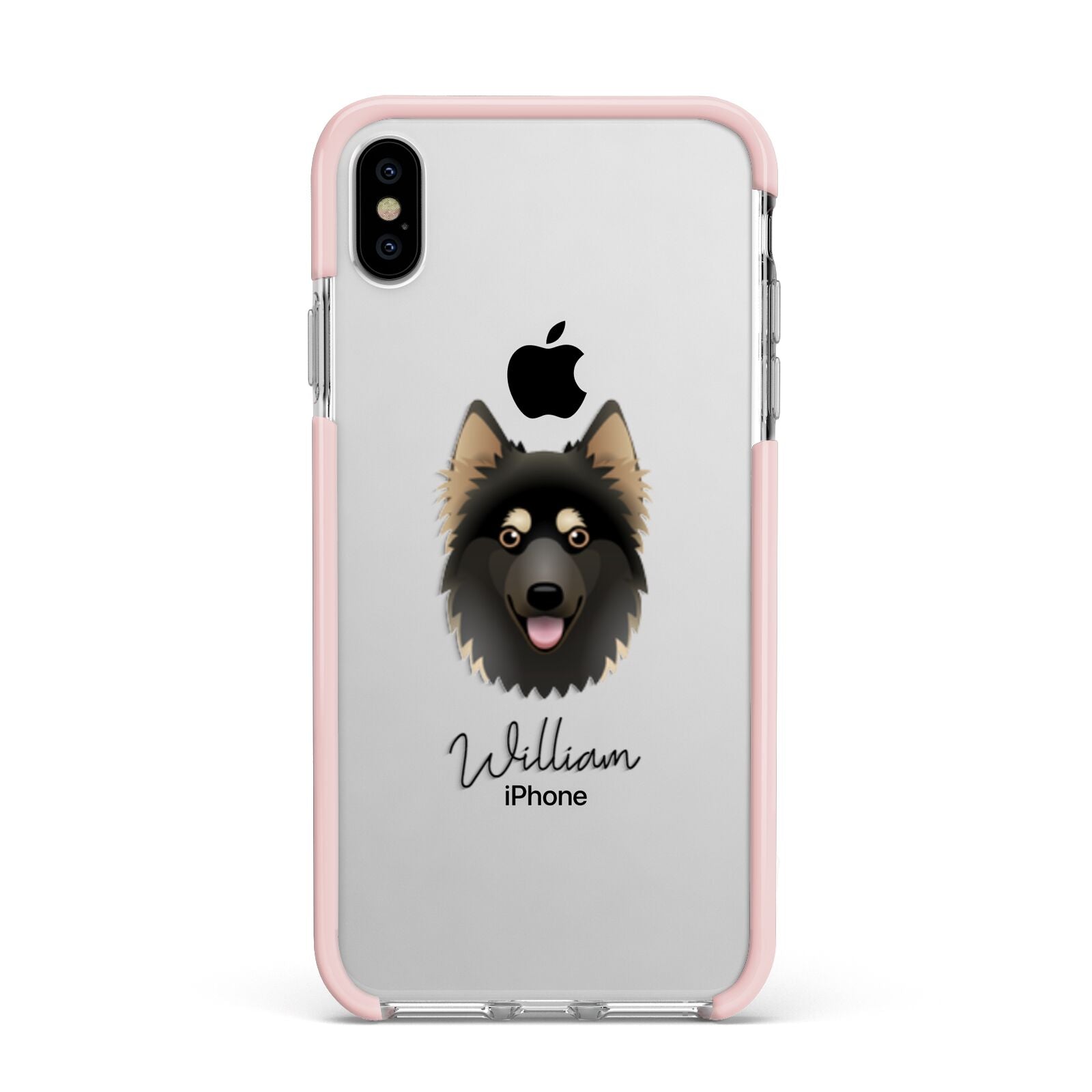 Gerberian Shepsky Personalised Apple iPhone Xs Max Impact Case Pink Edge on Silver Phone