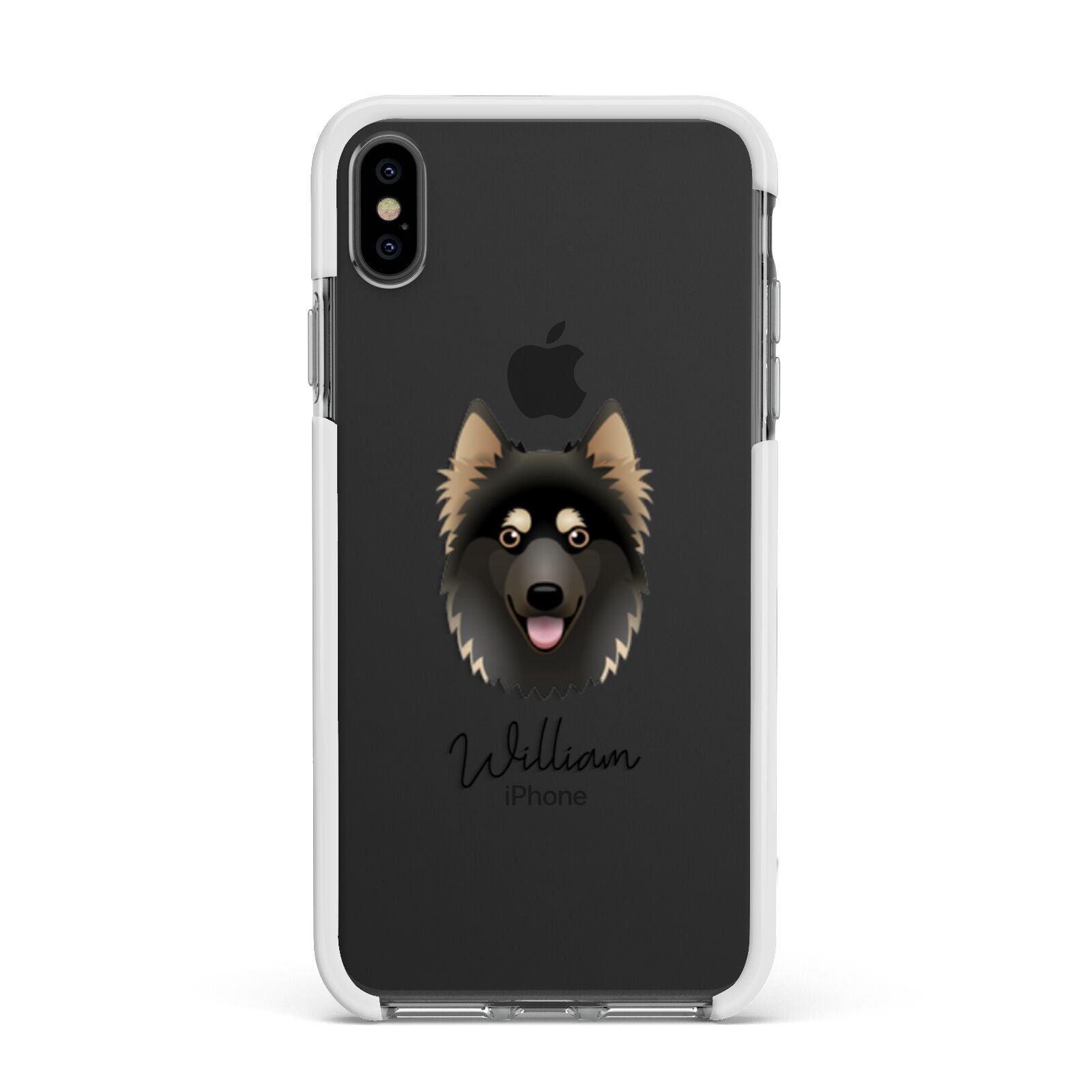 Gerberian Shepsky Personalised Apple iPhone Xs Max Impact Case White Edge on Black Phone