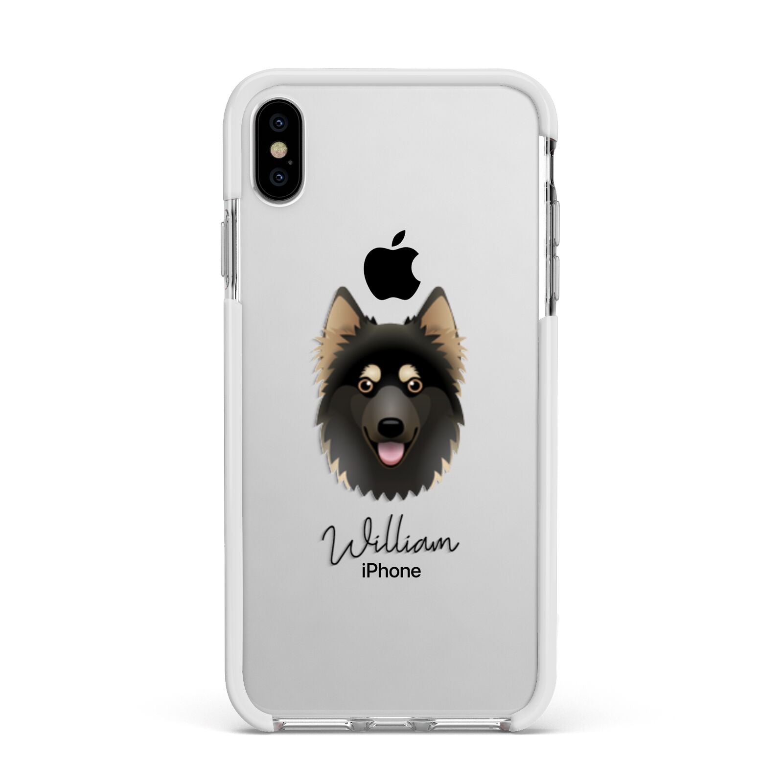 Gerberian Shepsky Personalised Apple iPhone Xs Max Impact Case White Edge on Silver Phone