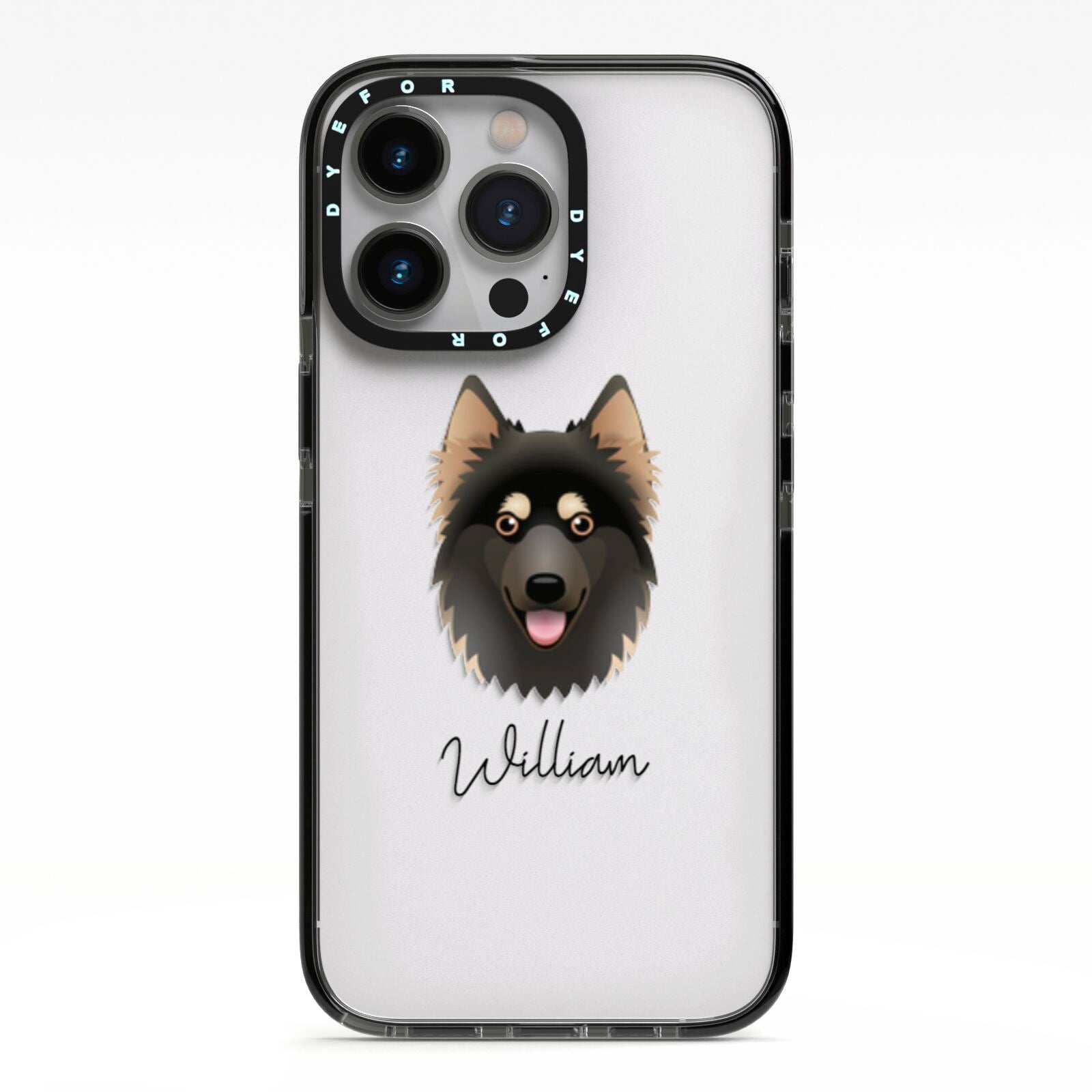 Gerberian Shepsky Personalised iPhone 13 Pro Black Impact Case on Silver phone