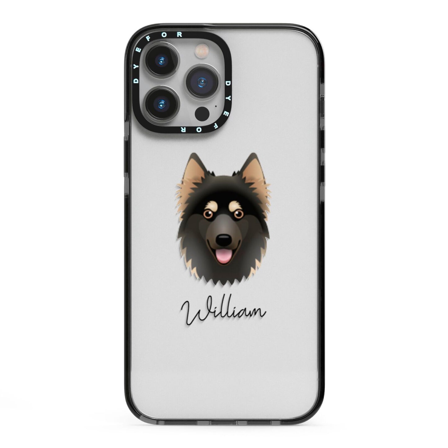 Gerberian Shepsky Personalised iPhone 13 Pro Max Black Impact Case on Silver phone