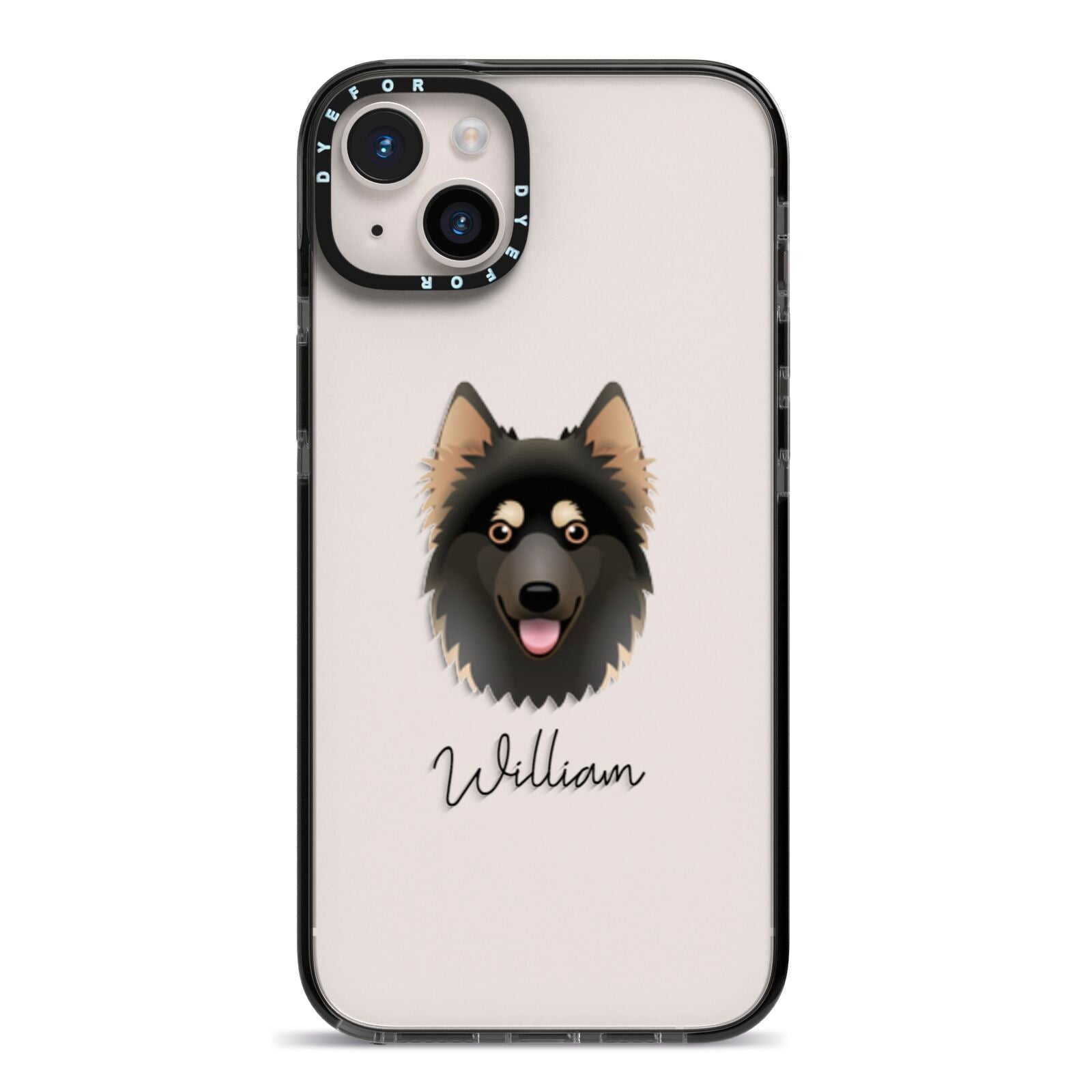 Gerberian Shepsky Personalised iPhone 14 Plus Black Impact Case on Silver phone