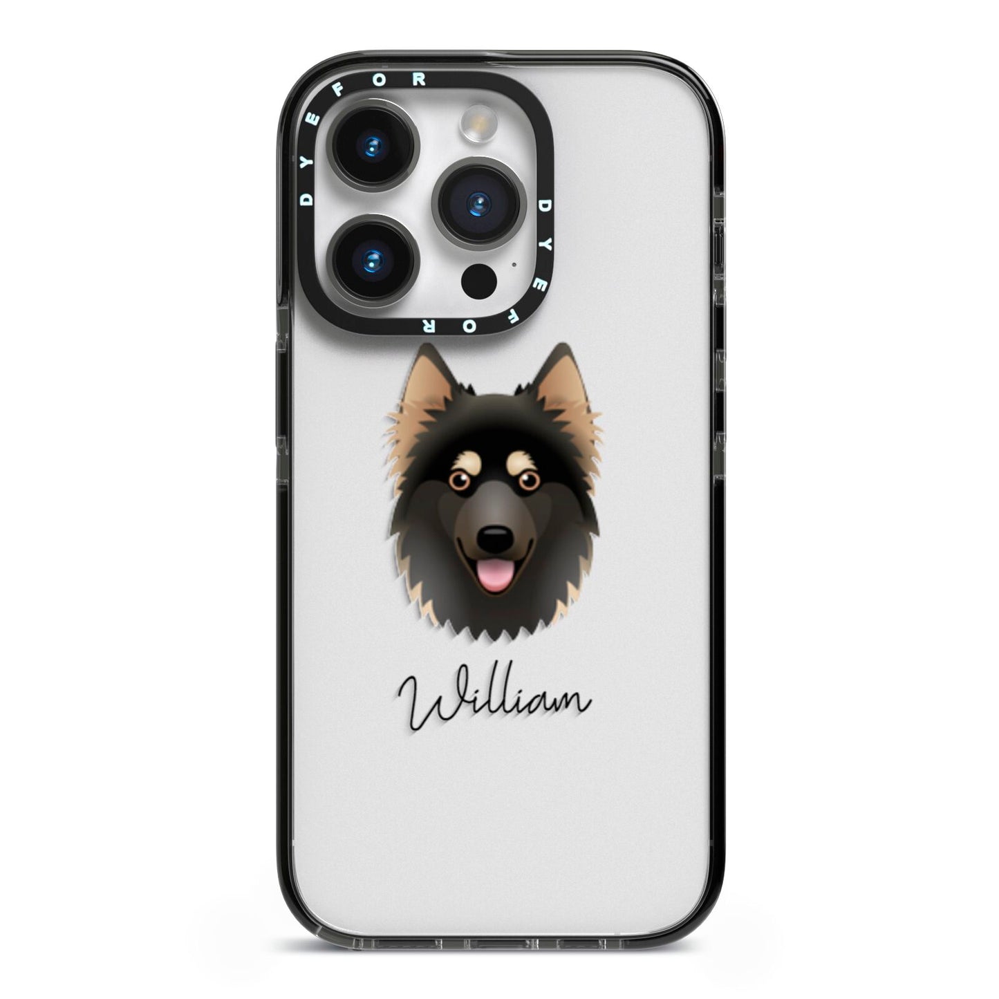 Gerberian Shepsky Personalised iPhone 14 Pro Black Impact Case on Silver phone