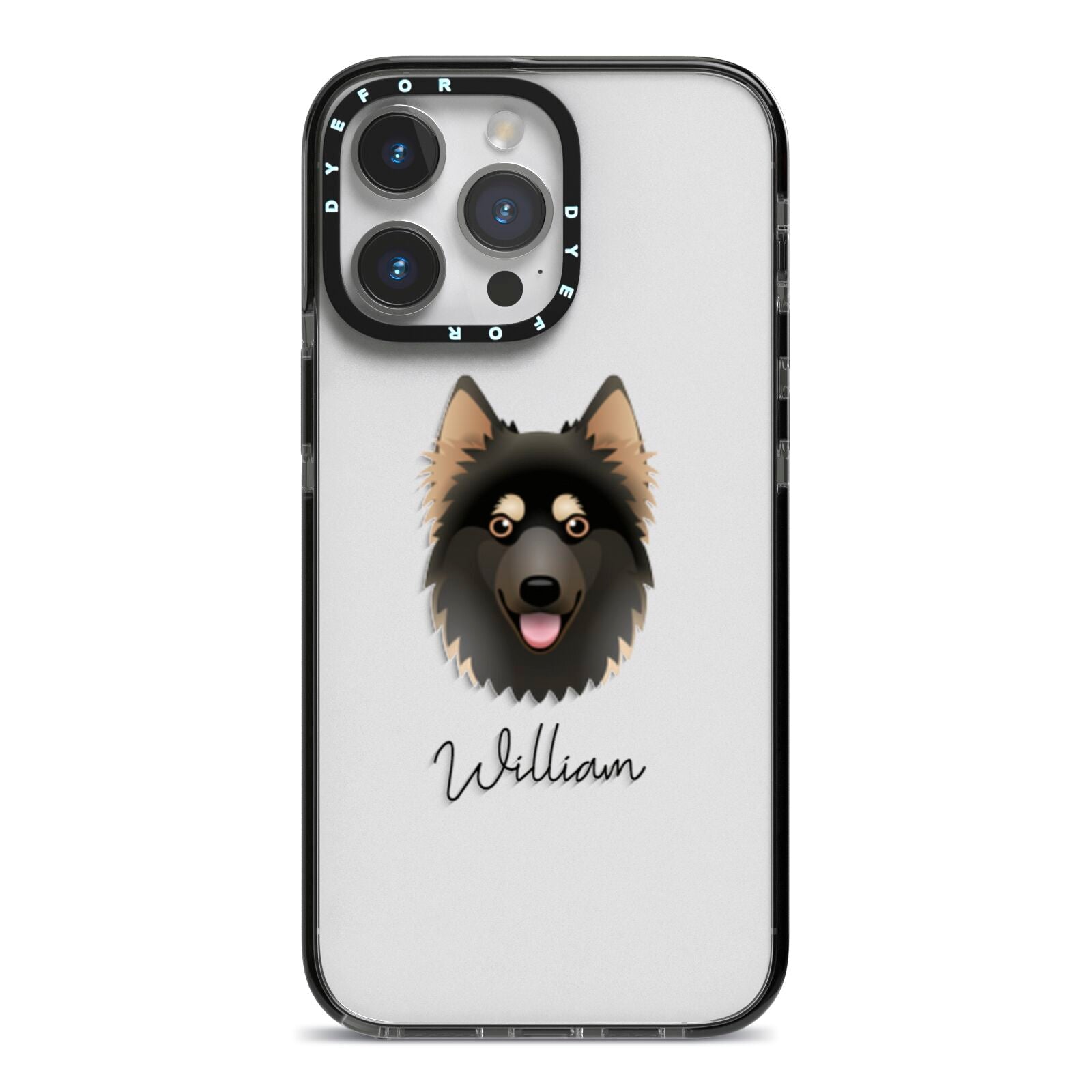 Gerberian Shepsky Personalised iPhone 14 Pro Max Black Impact Case on Silver phone