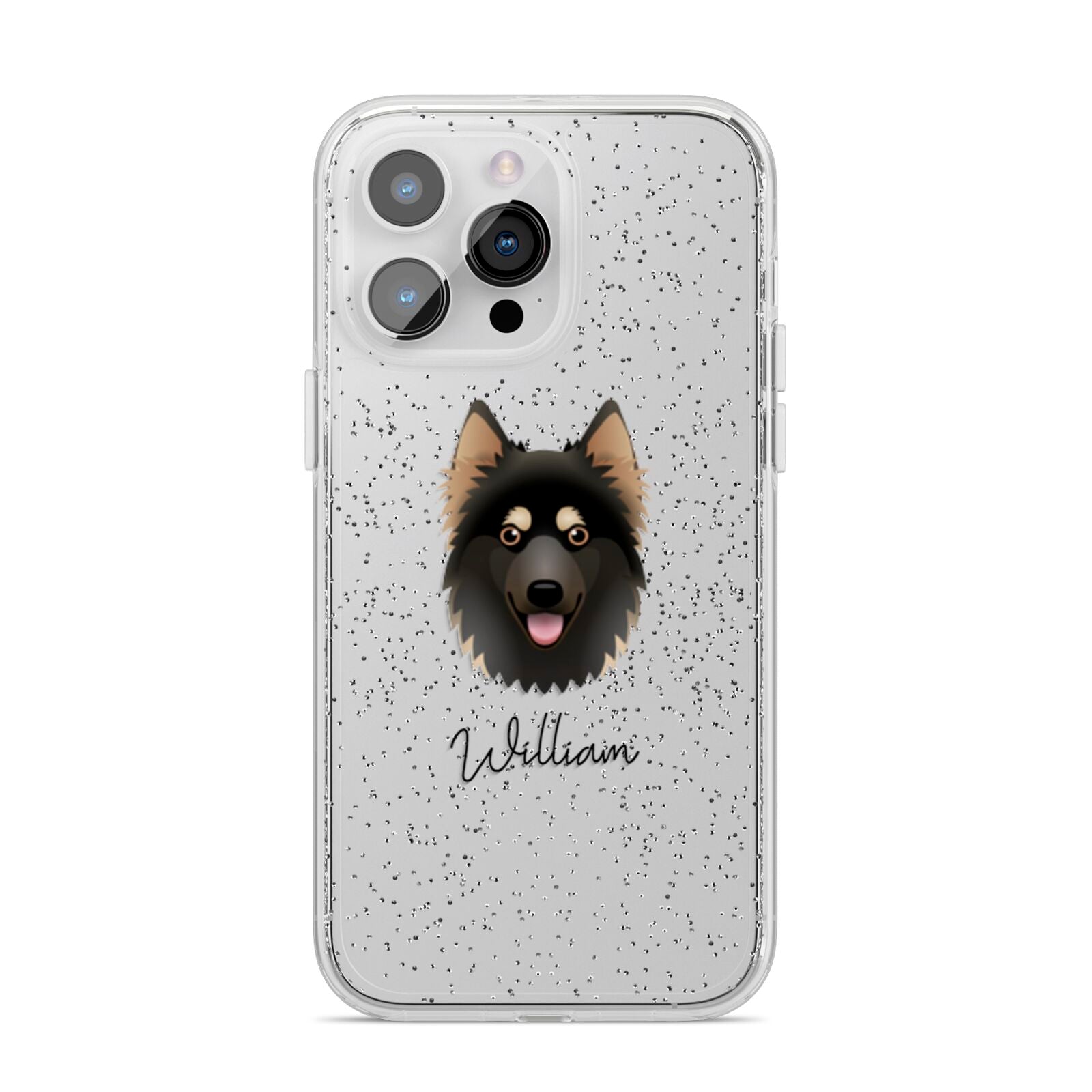 Gerberian Shepsky Personalised iPhone 14 Pro Max Glitter Tough Case Silver