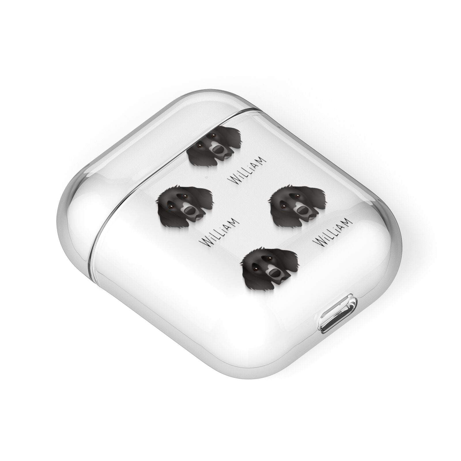 German Longhaired Pointer Icon with Name AirPods Case Laid Flat