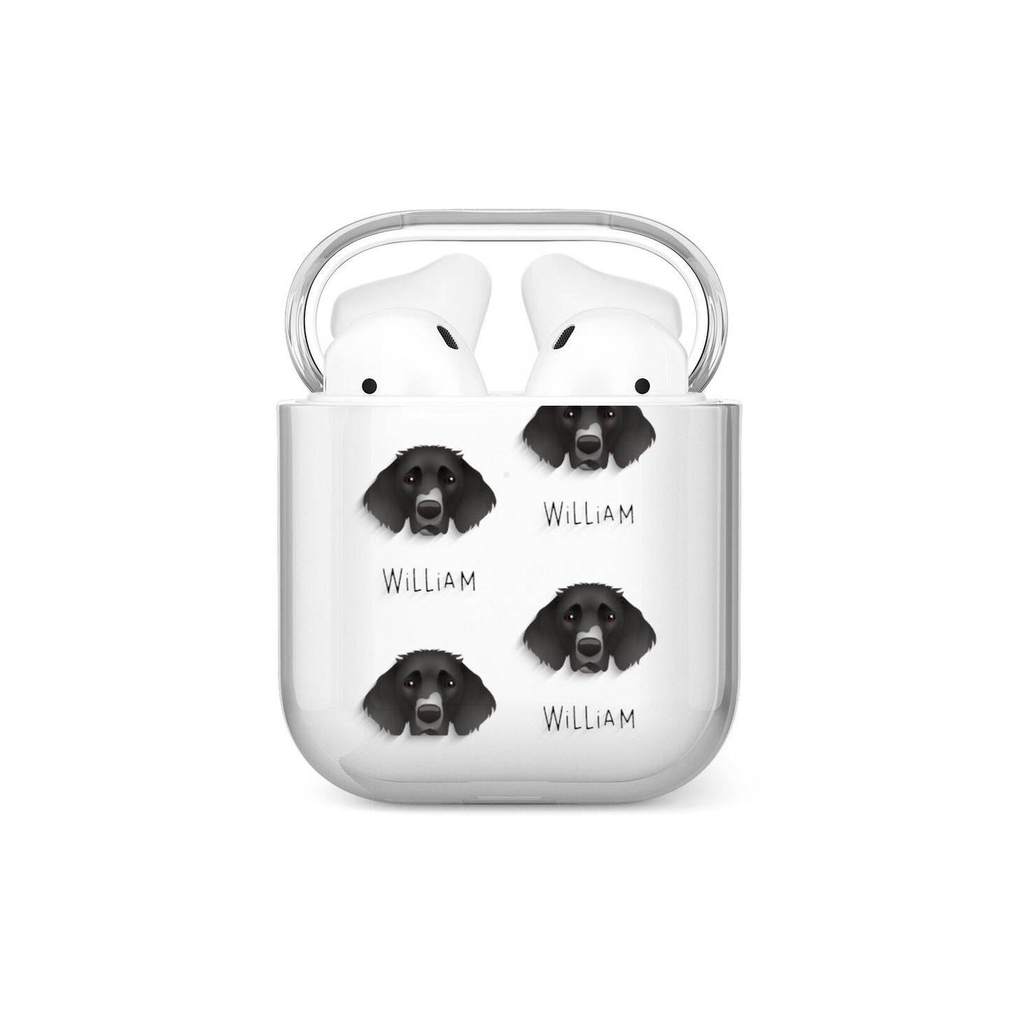 German Longhaired Pointer Icon with Name AirPods Case