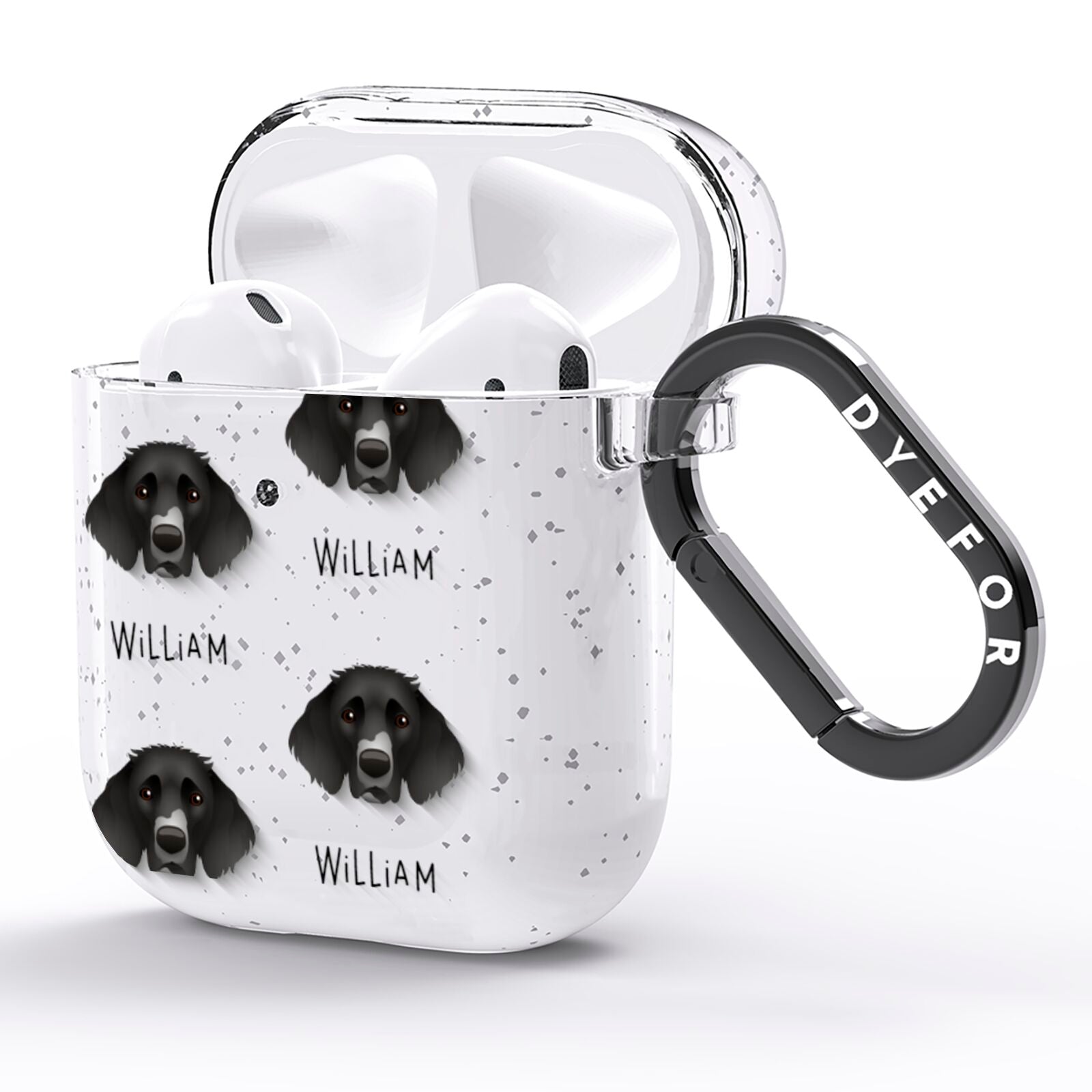 German Longhaired Pointer Icon with Name AirPods Glitter Case Side Image