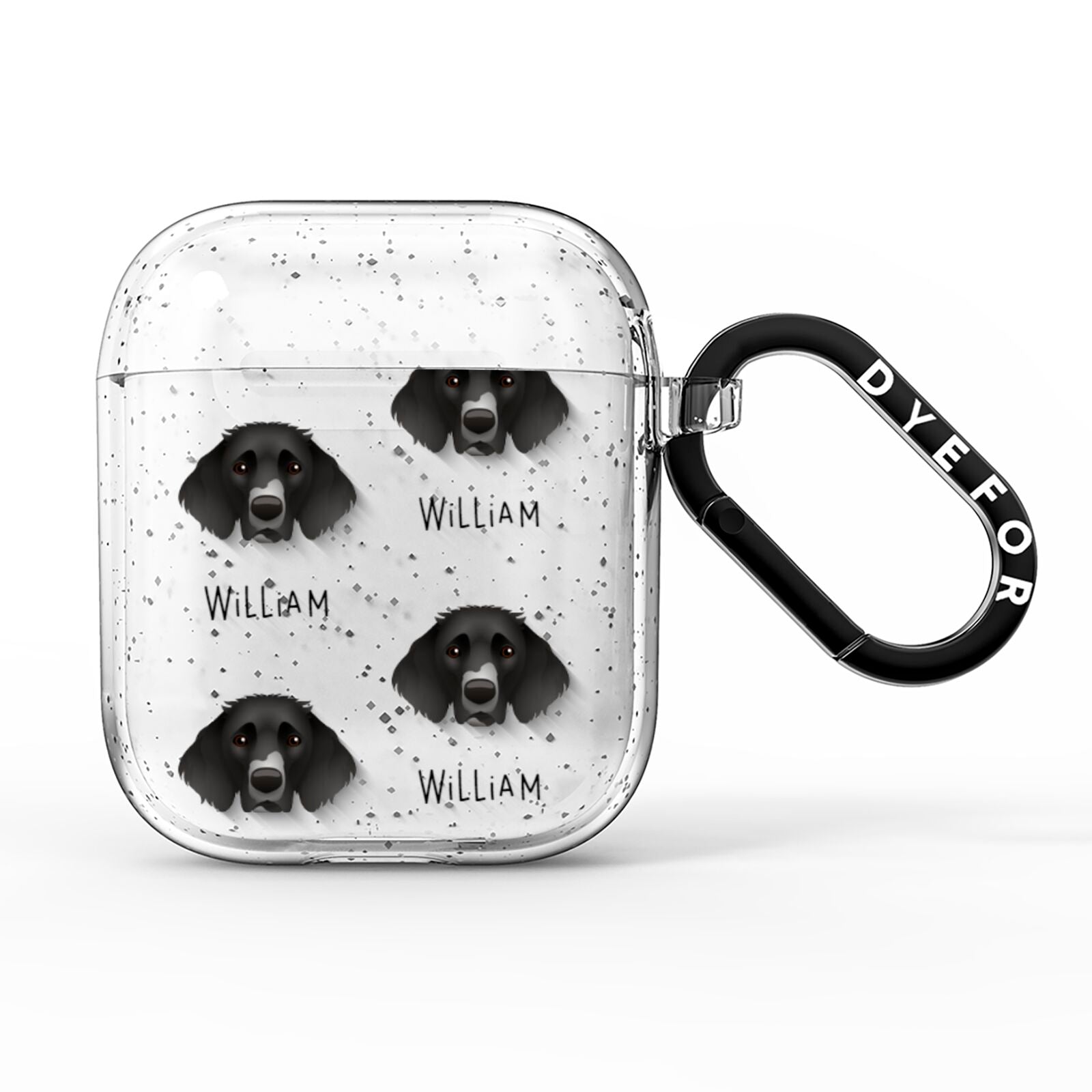 German Longhaired Pointer Icon with Name AirPods Glitter Case