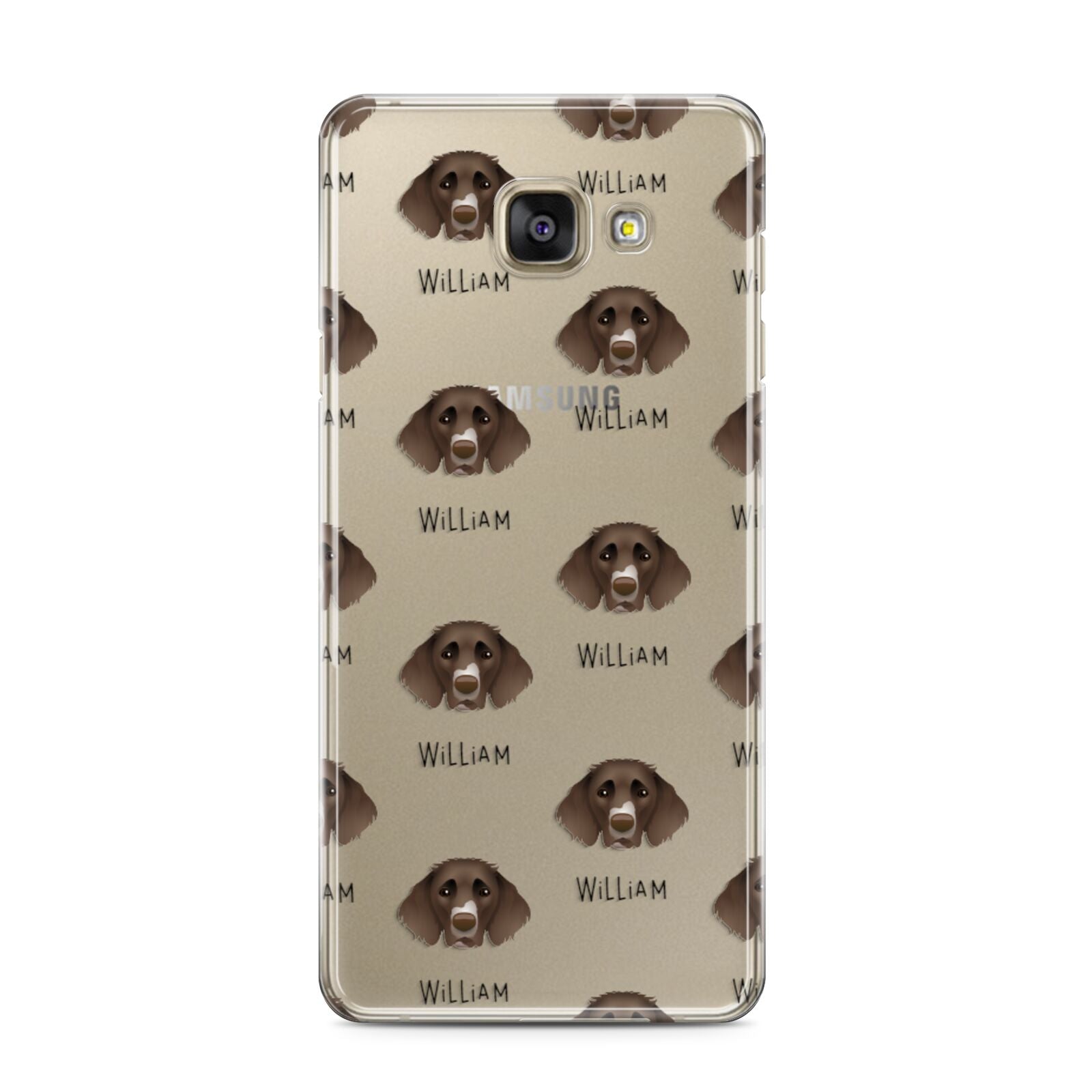 German Longhaired Pointer Icon with Name Samsung Galaxy A3 2016 Case on gold phone