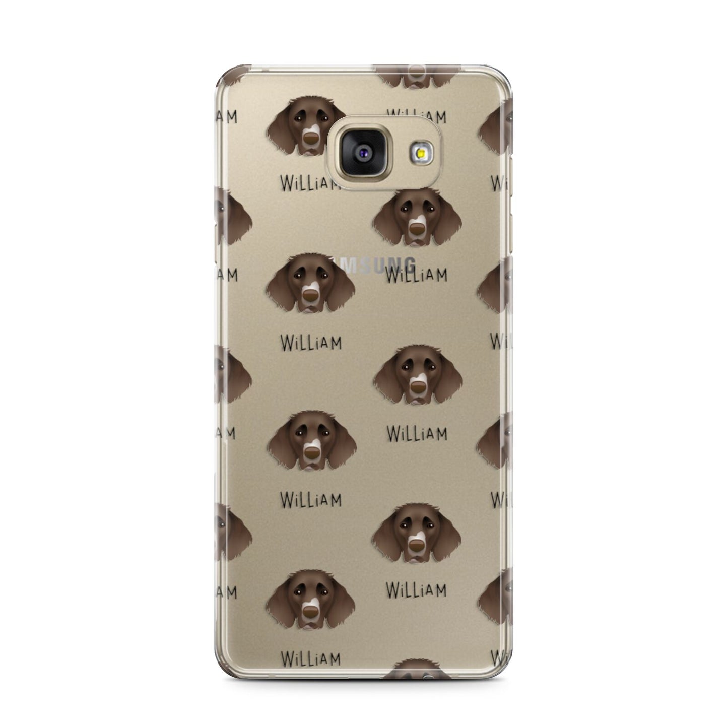 German Longhaired Pointer Icon with Name Samsung Galaxy A7 2016 Case on gold phone