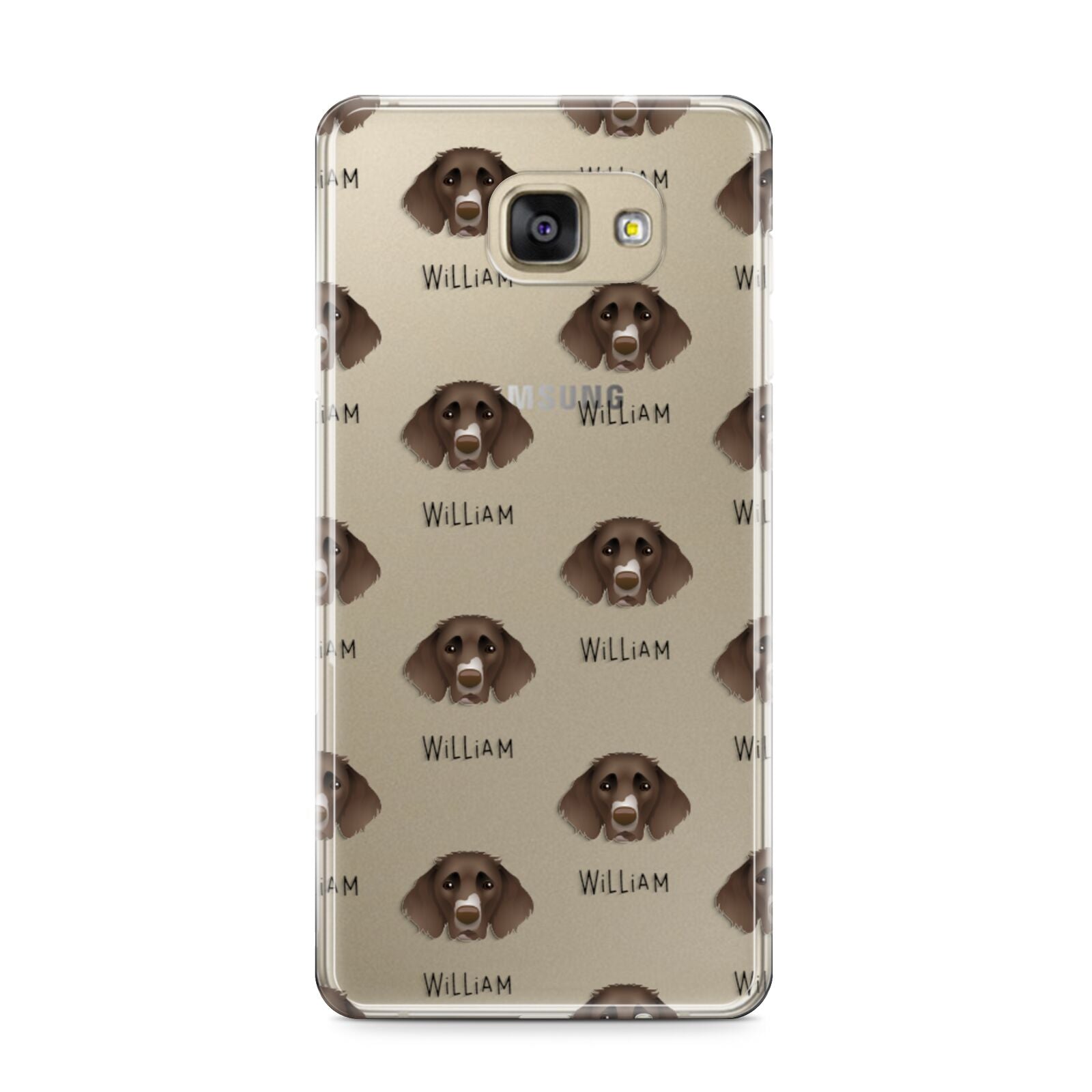 German Longhaired Pointer Icon with Name Samsung Galaxy A9 2016 Case on gold phone