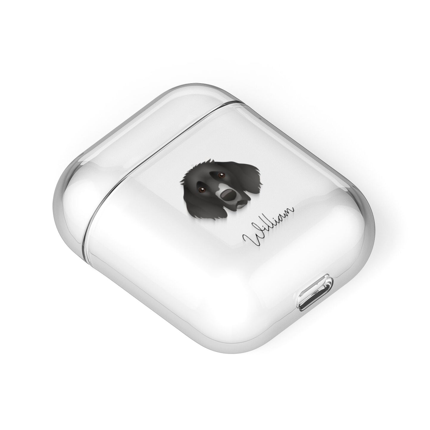 German Longhaired Pointer Personalised AirPods Case Laid Flat