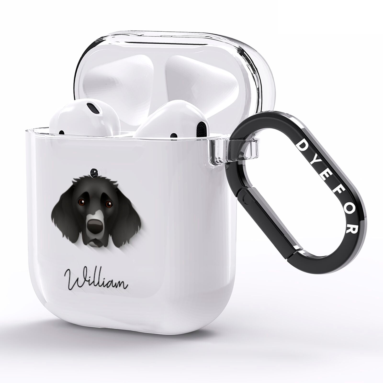 German Longhaired Pointer Personalised AirPods Clear Case Side Image