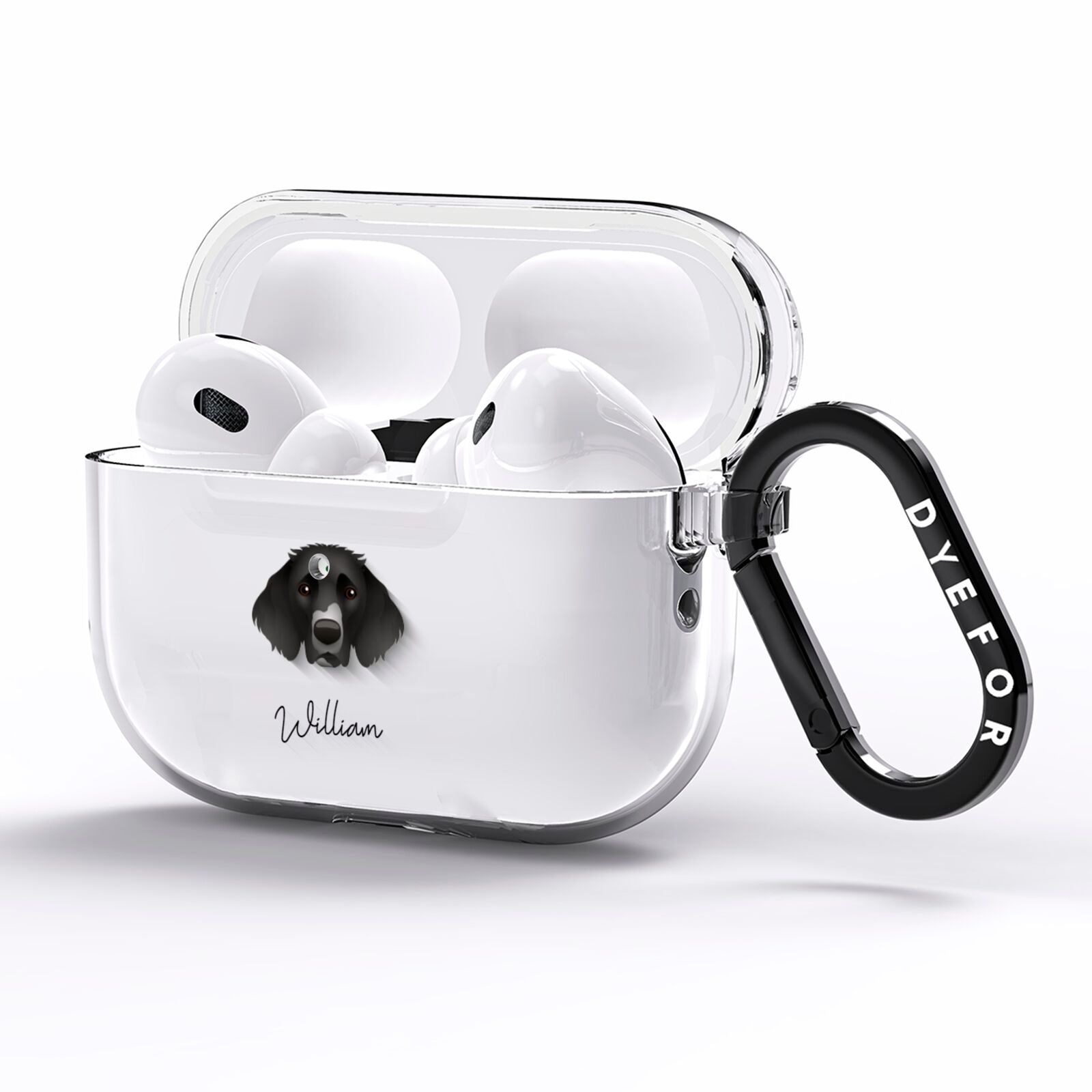 German Longhaired Pointer Personalised AirPods Pro Clear Case Side Image
