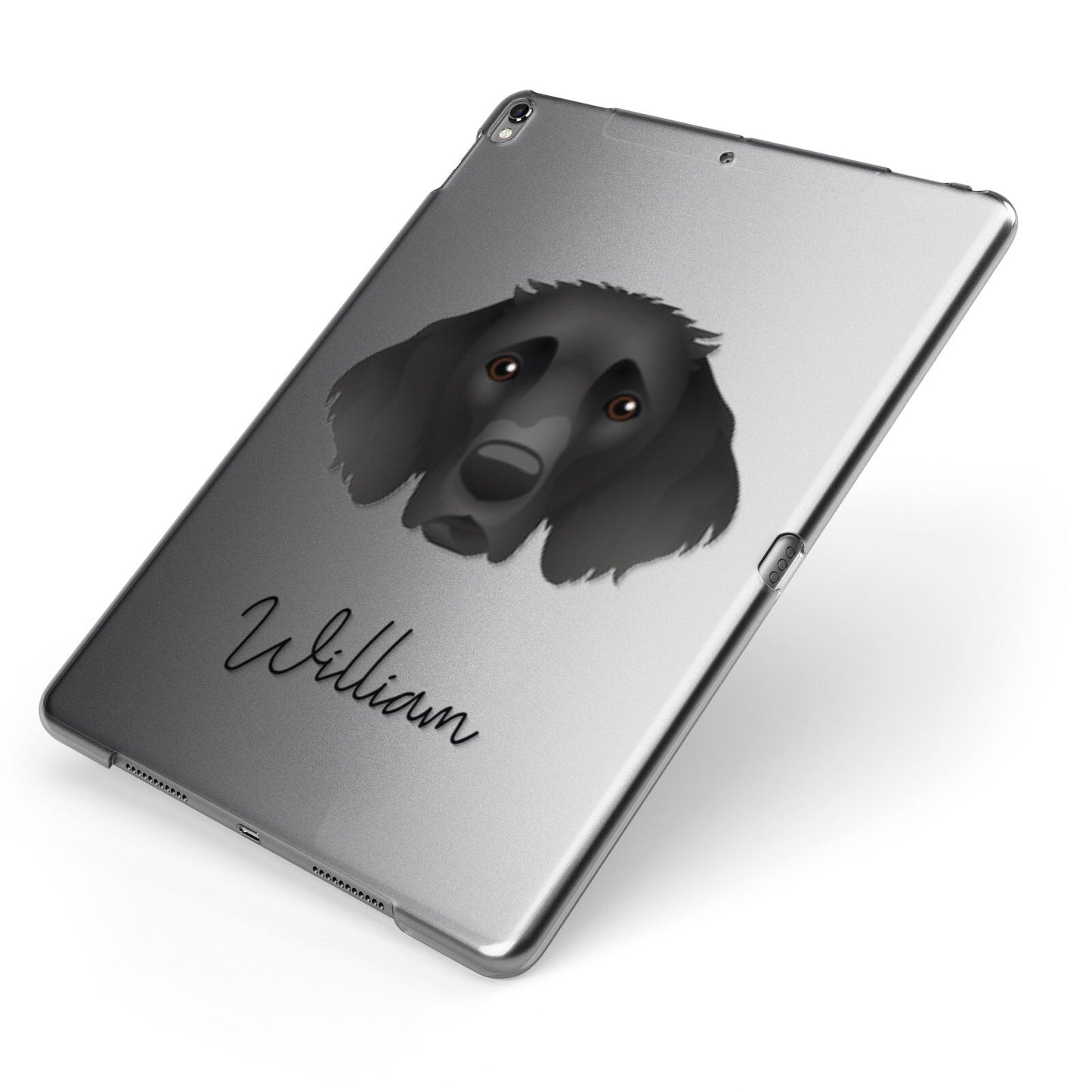 German Longhaired Pointer Personalised Apple iPad Case on Grey iPad Side View