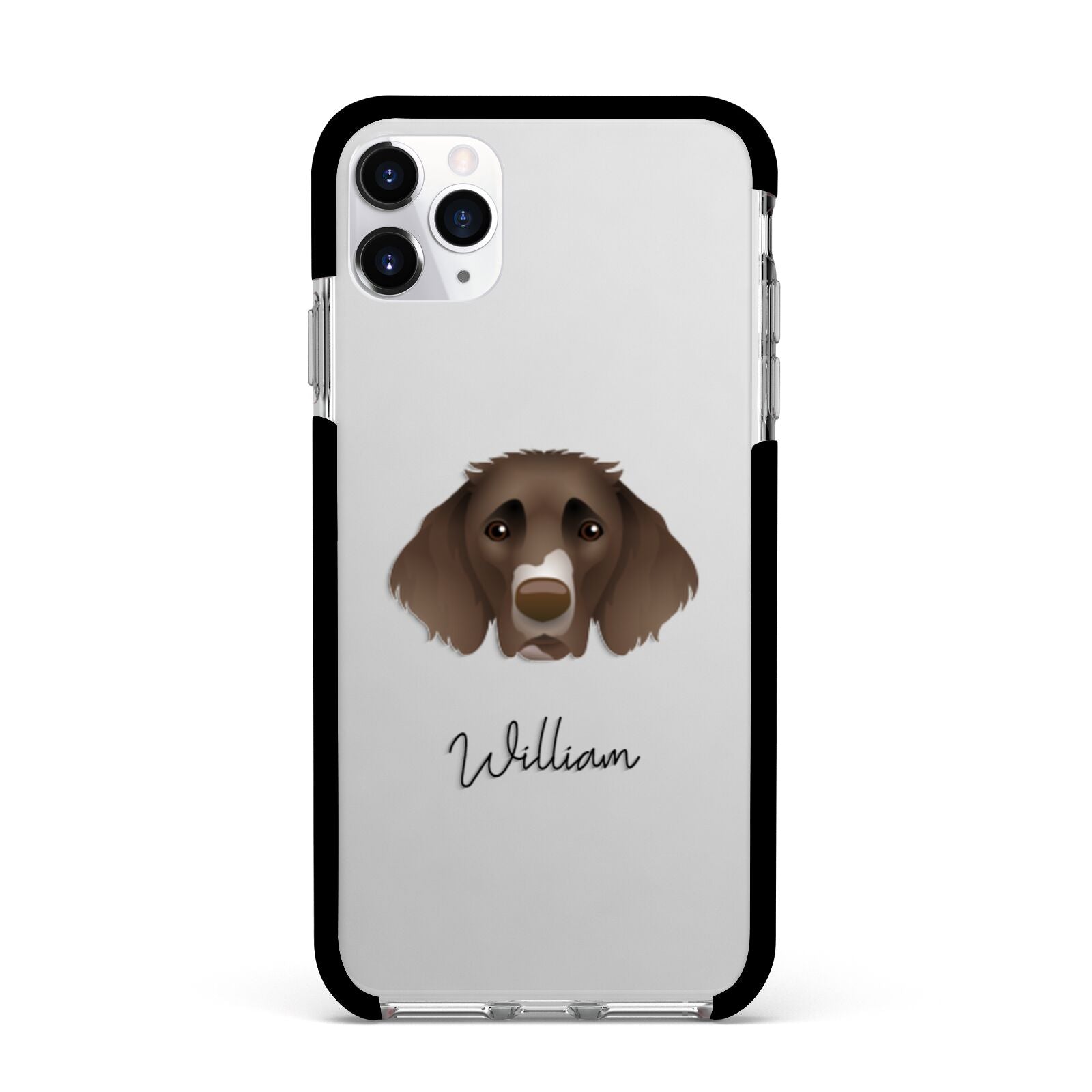 German Longhaired Pointer Personalised Apple iPhone 11 Pro Max in Silver with Black Impact Case