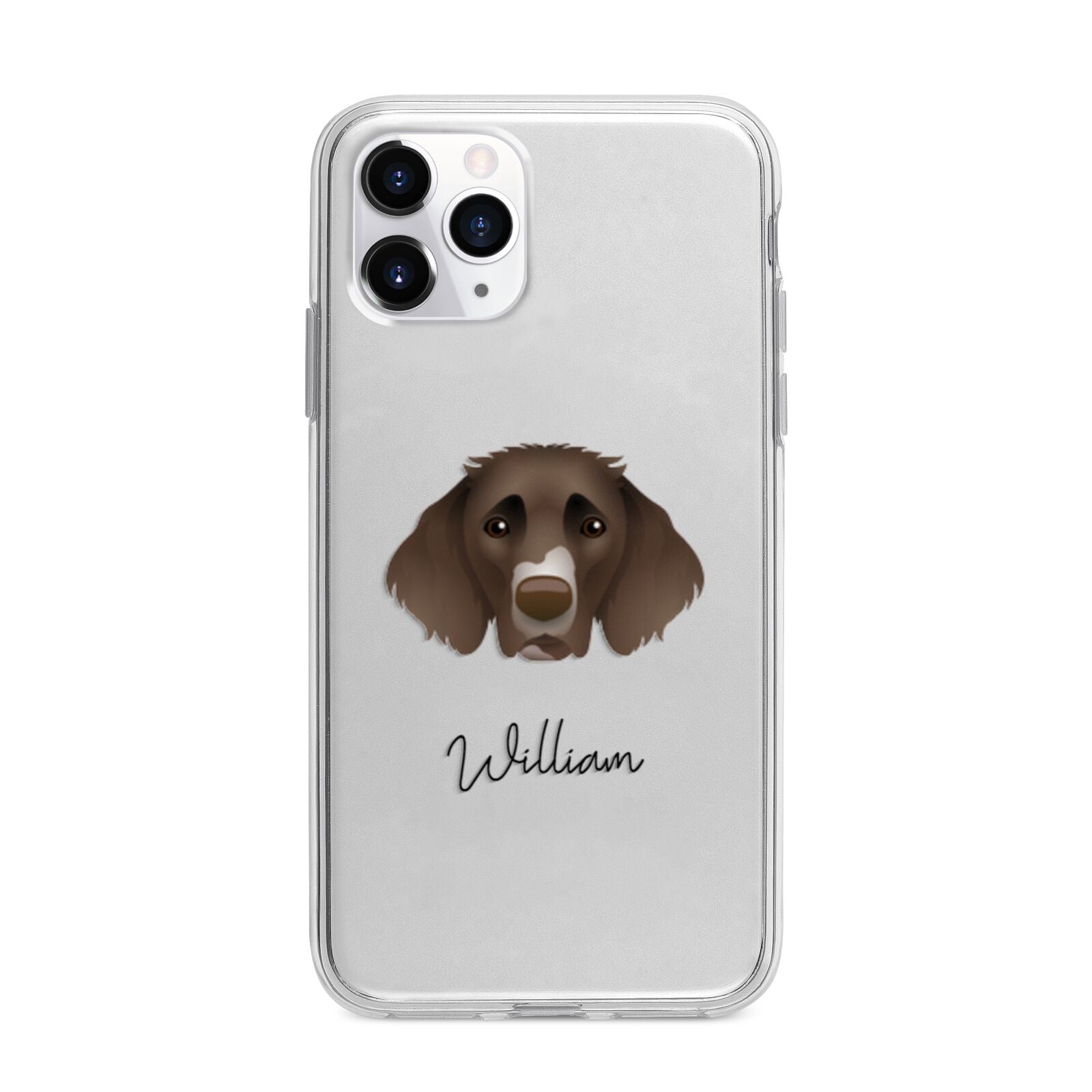 German Longhaired Pointer Personalised Apple iPhone 11 Pro Max in Silver with Bumper Case